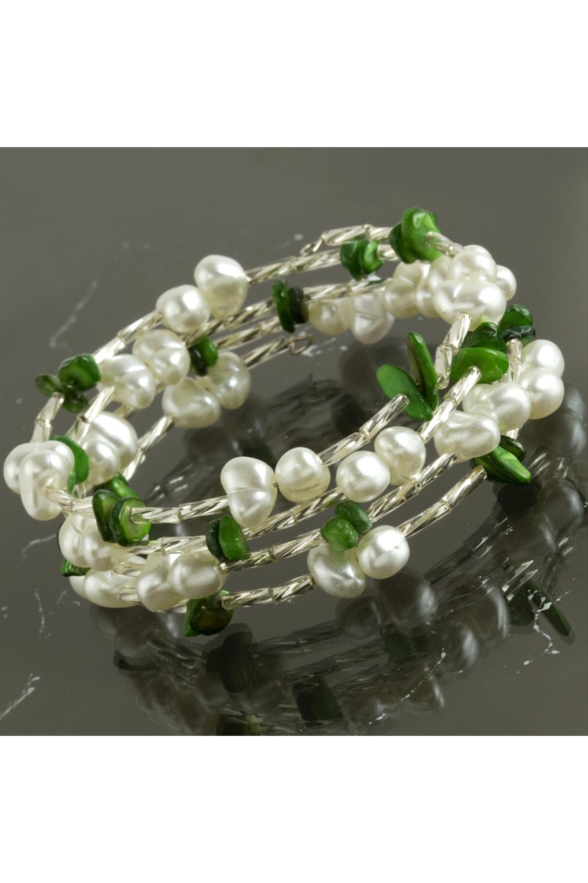 Helezon Kırık Doğaltaş İnci Trend Bileklik