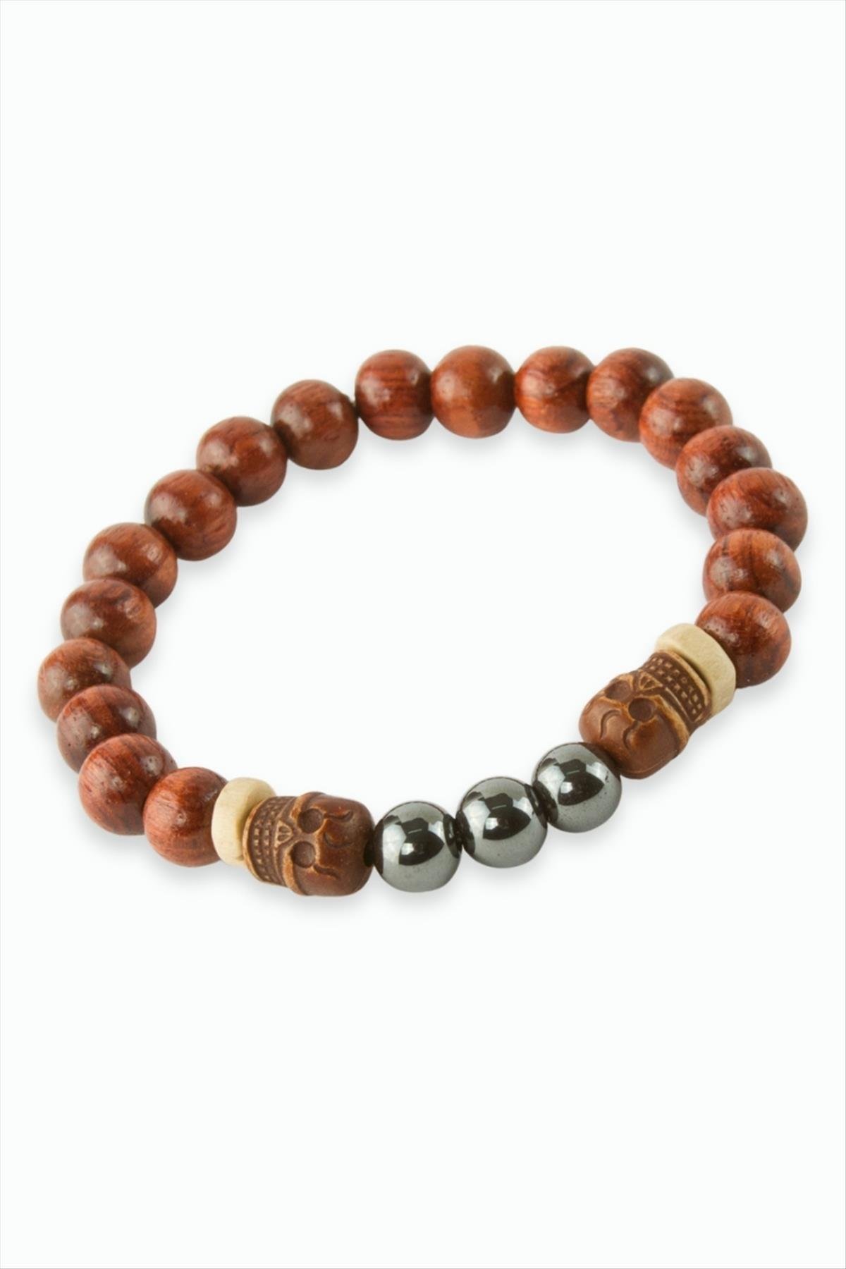 Hematit Bambu Ahşap Bileklik 8 mm