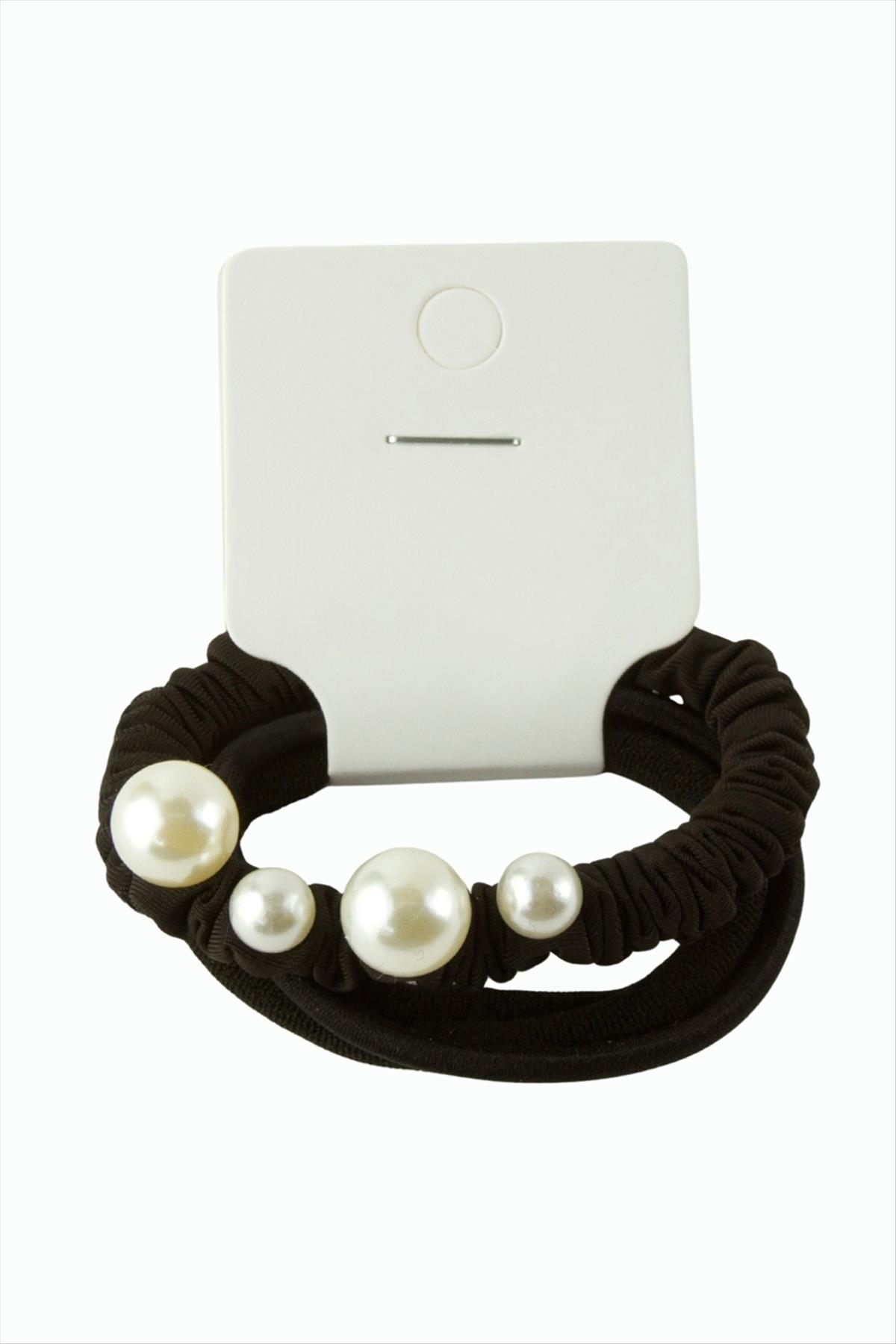 İnci Boncuk Lastik Toka 3 Adet