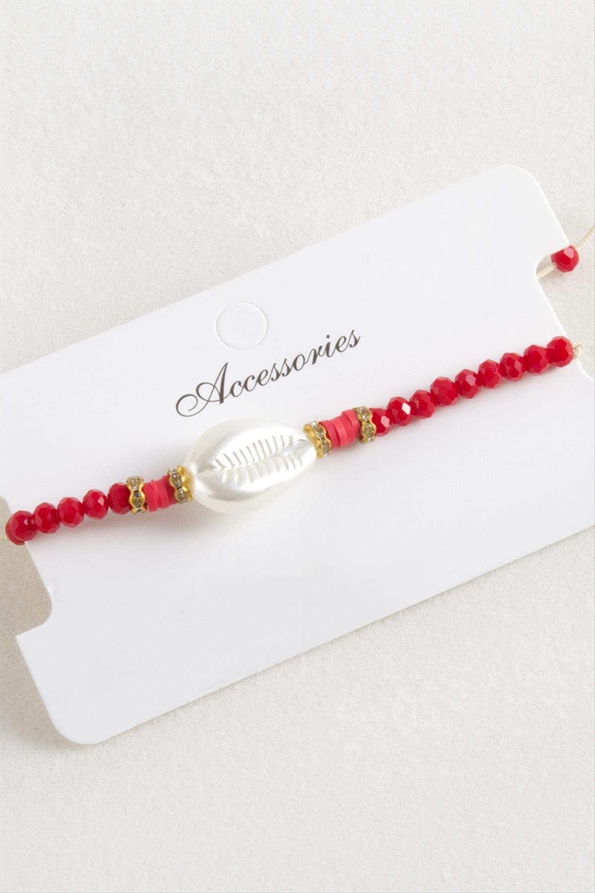 İnci Fimo Boncuk Kristal Makrome İp Bileklik