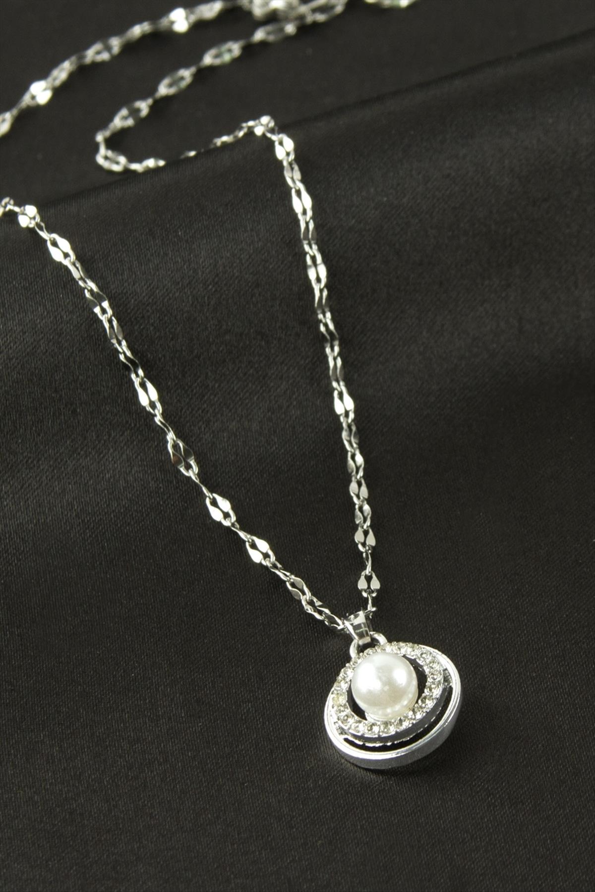 İnci Zirkon Taşlı Kolye