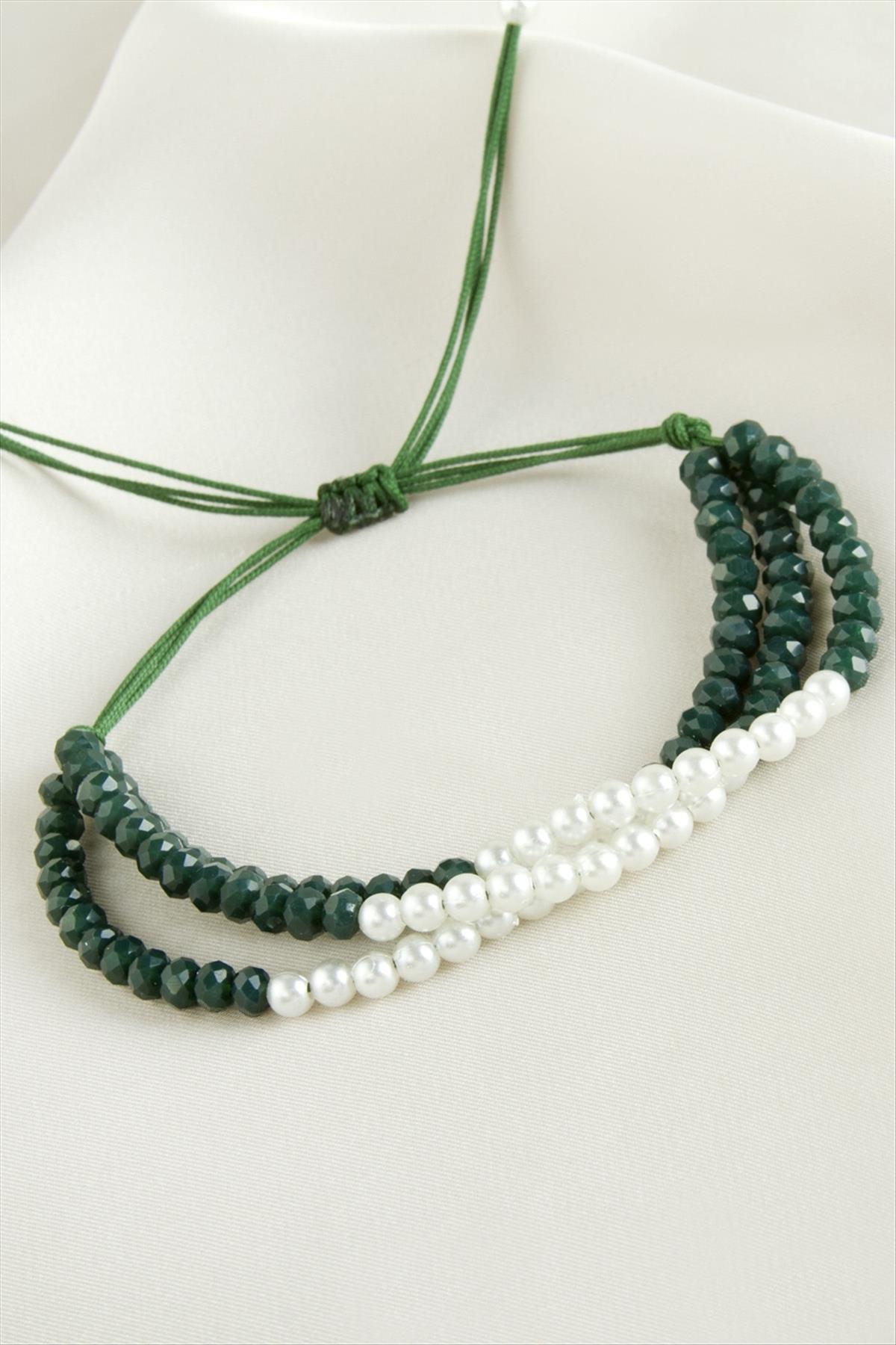 İncili Üçlü Kristal Bileklik