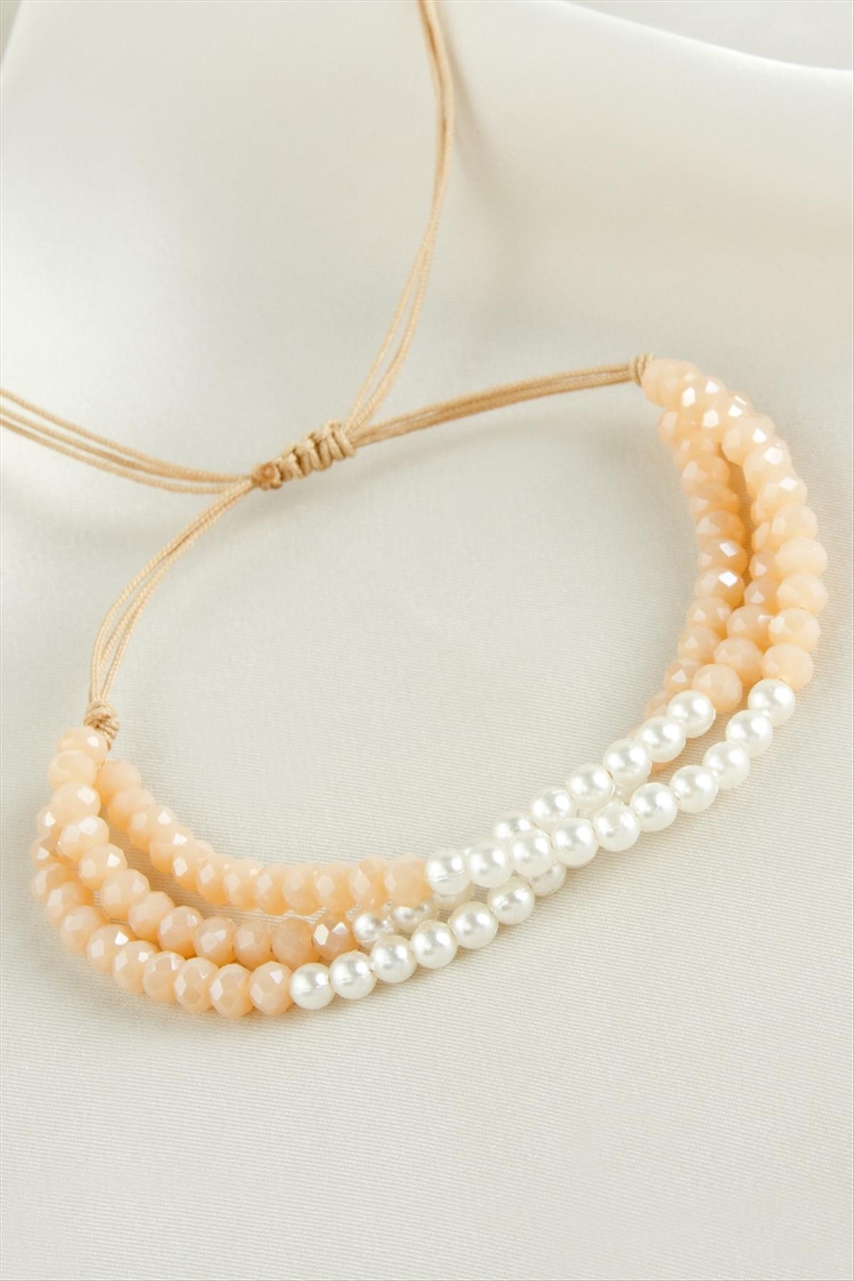 İncili Üçlü Kristal Bileklik