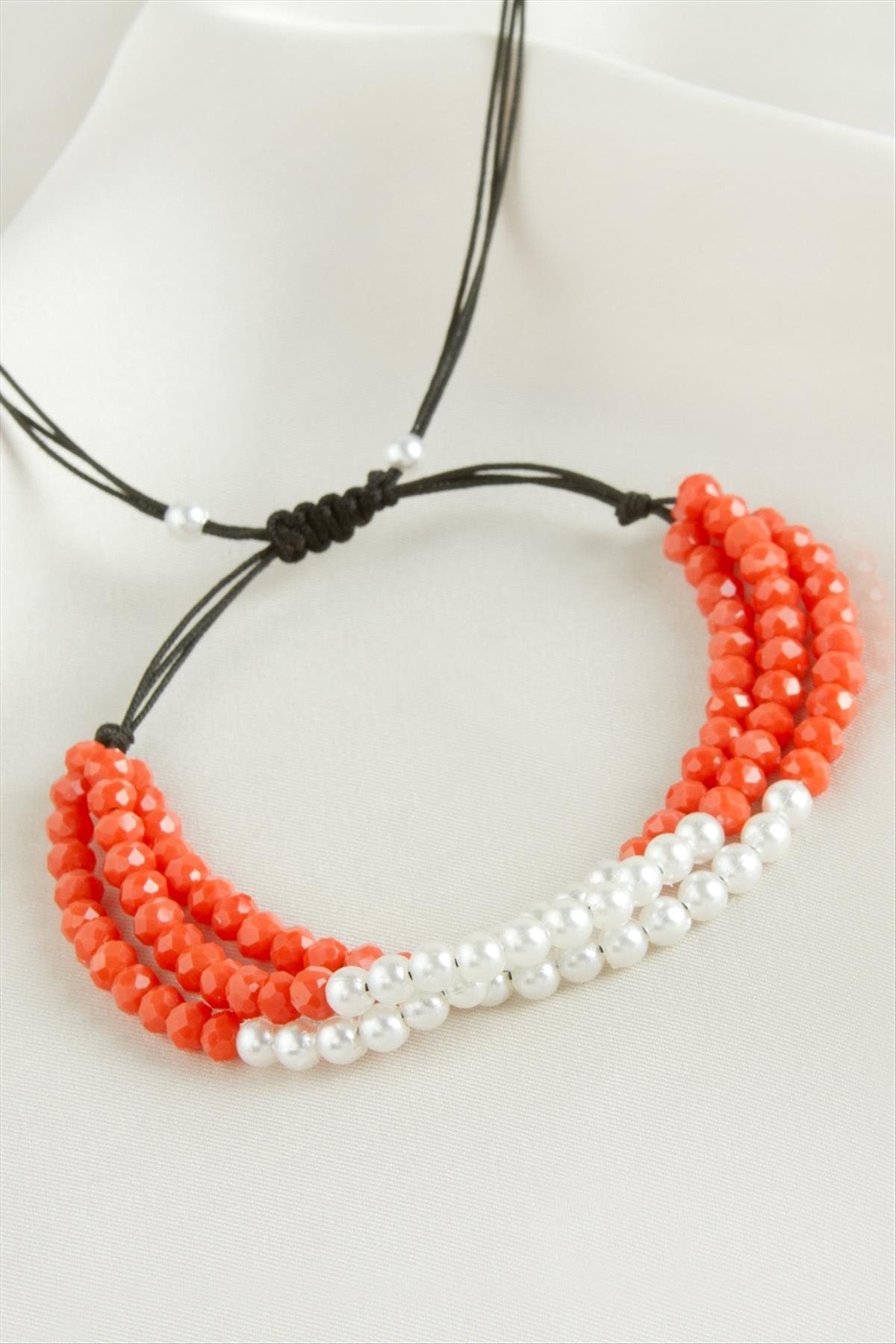 İncili Üçlü Kristal Bileklik