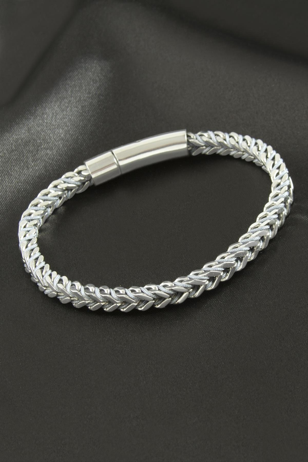 İp Örgülü Zincir Lüks Çelik Bileklik
