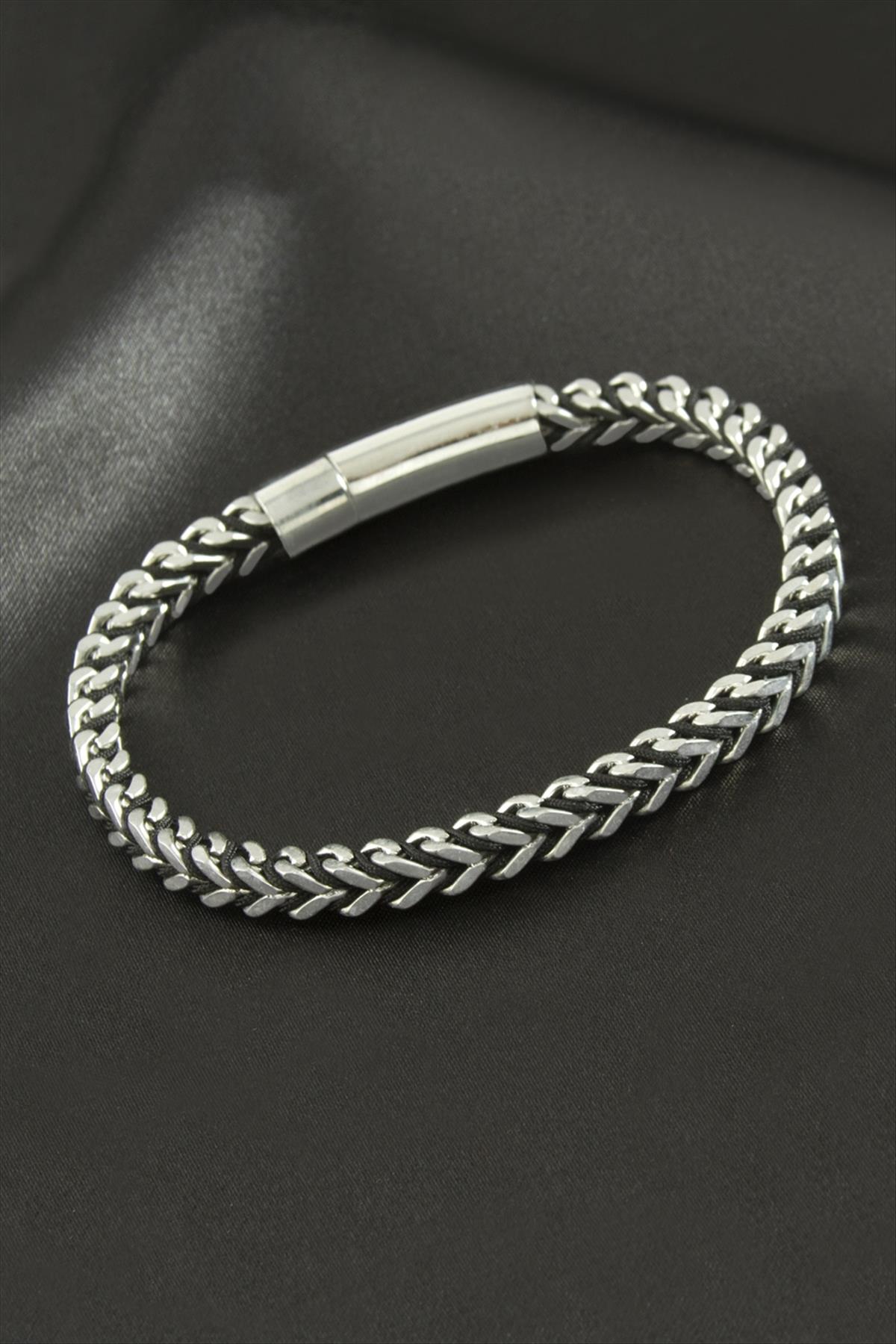 İp Örgülü Zincir Lüks Çelik Bileklik