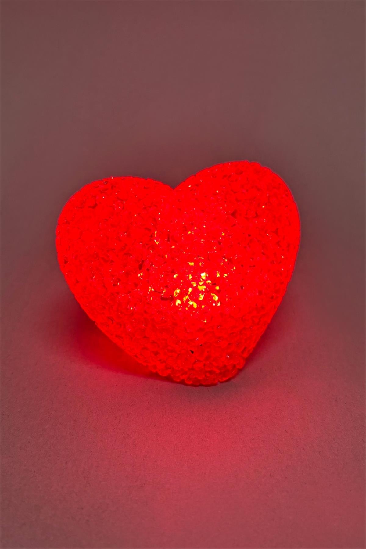 Işıklı Kırmızı Kalp Led Lamba 9 cm