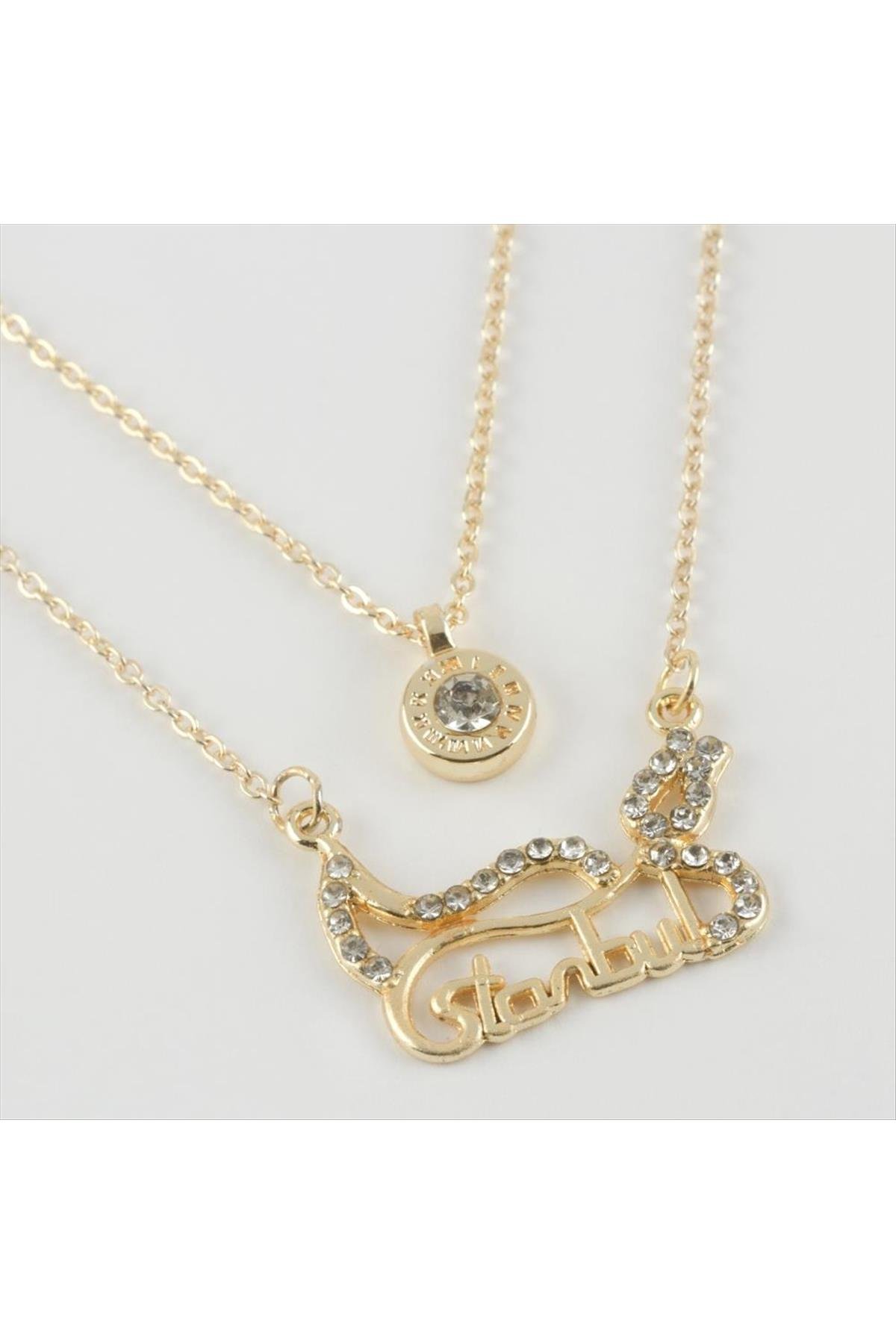 İstanbul Yazılı Yeni Sezon İkili Kolye