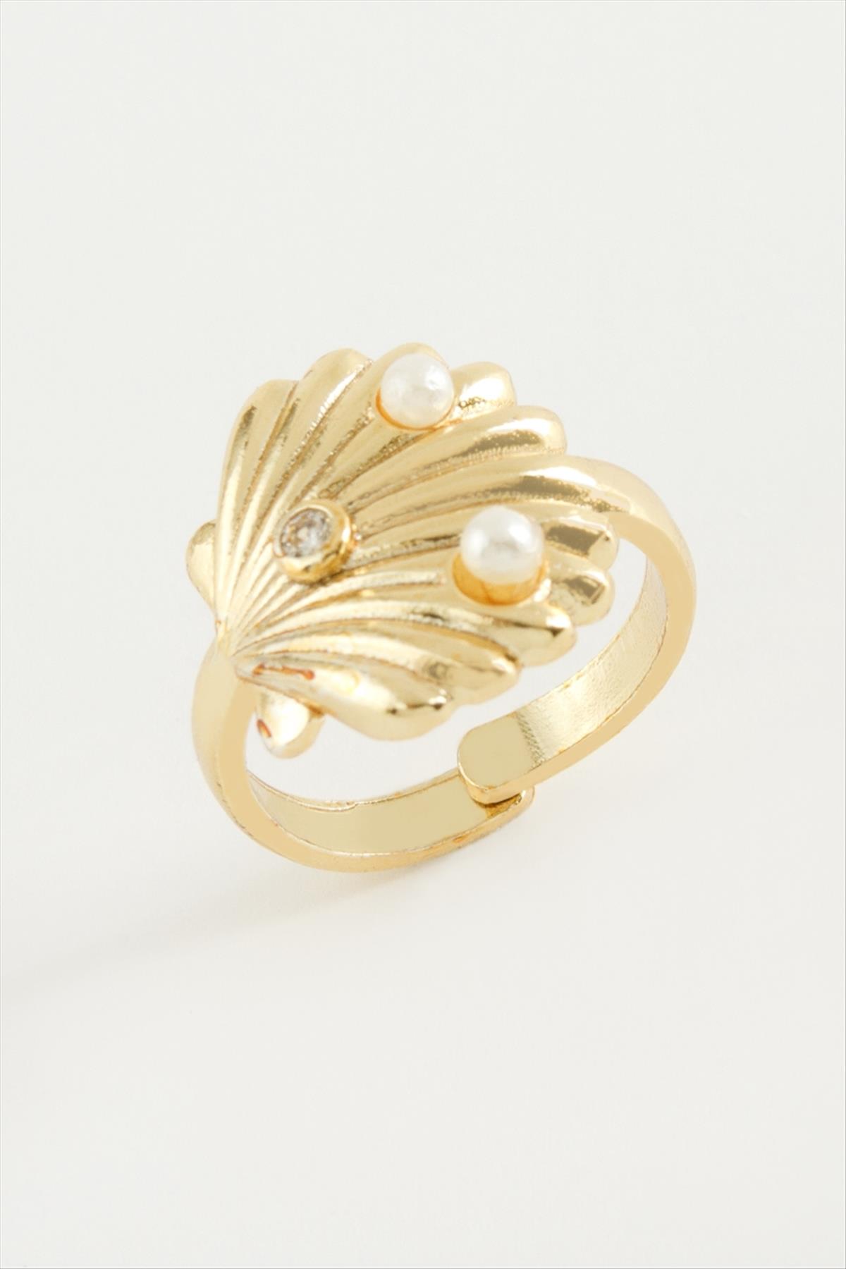 İstiridye İnci Metal Yüzük