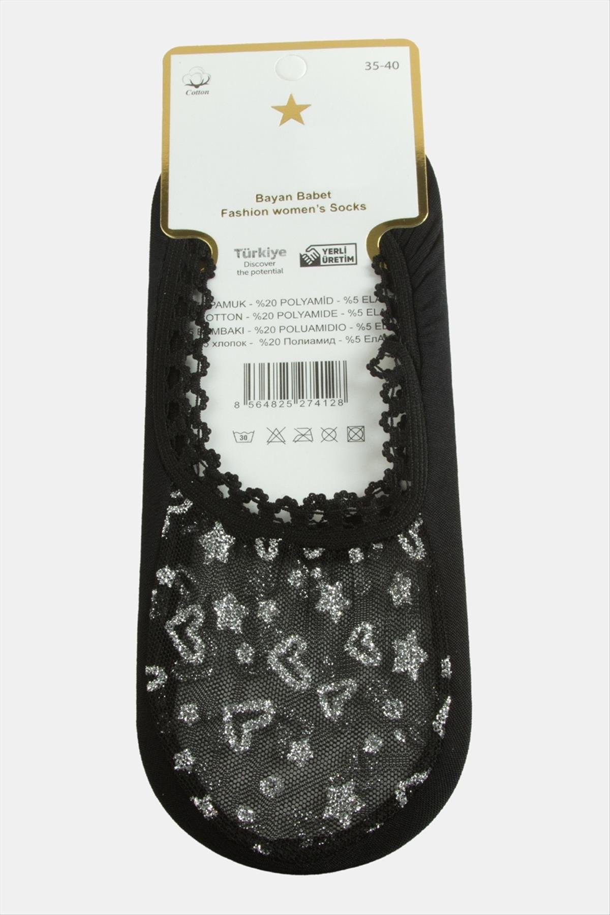 Kalp Dantel Babet Çorap