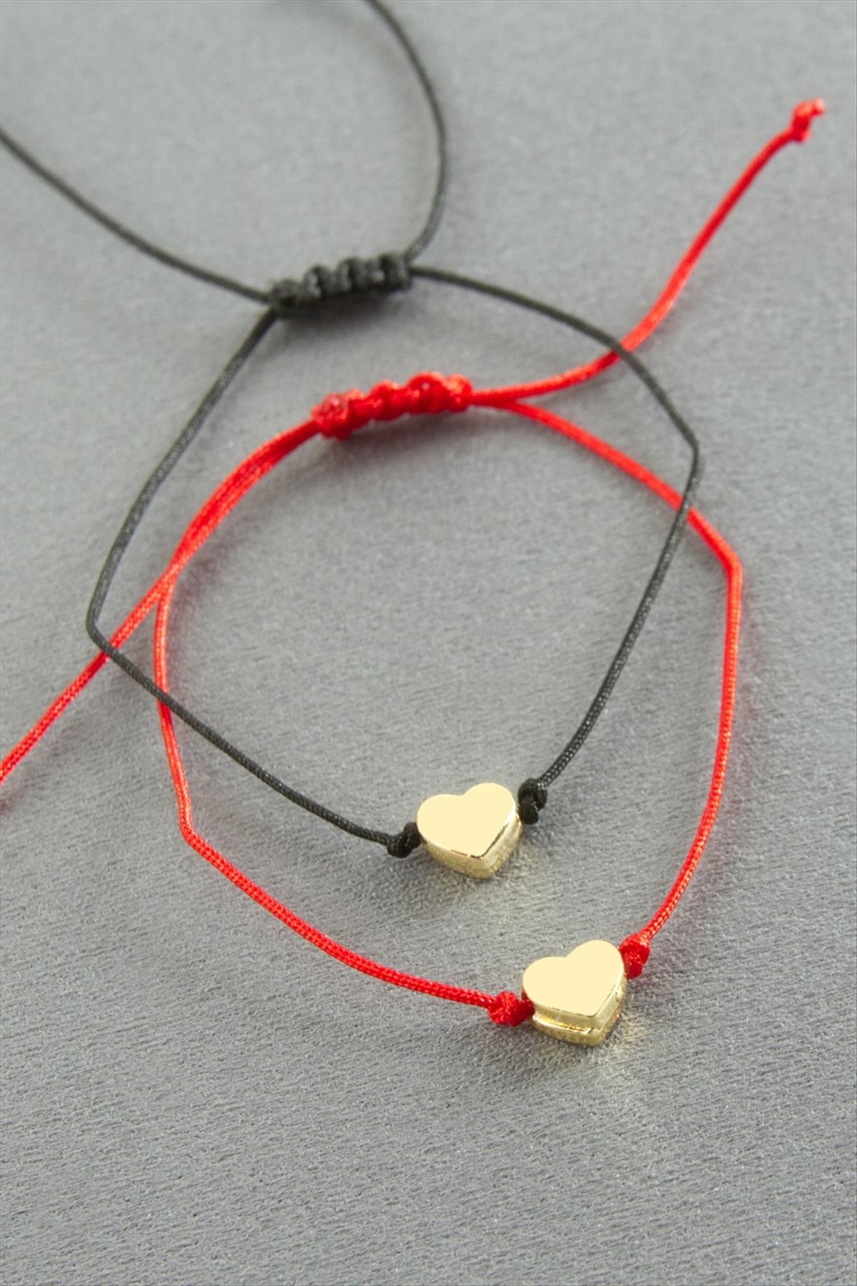 Kalp İp Bileklik 2 Adet