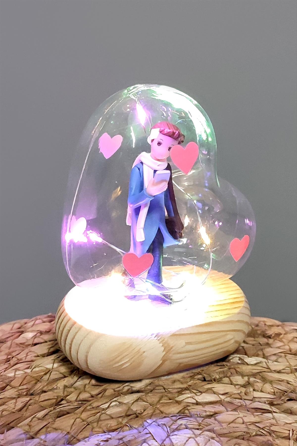 Kalp Işıklı Led Fanus