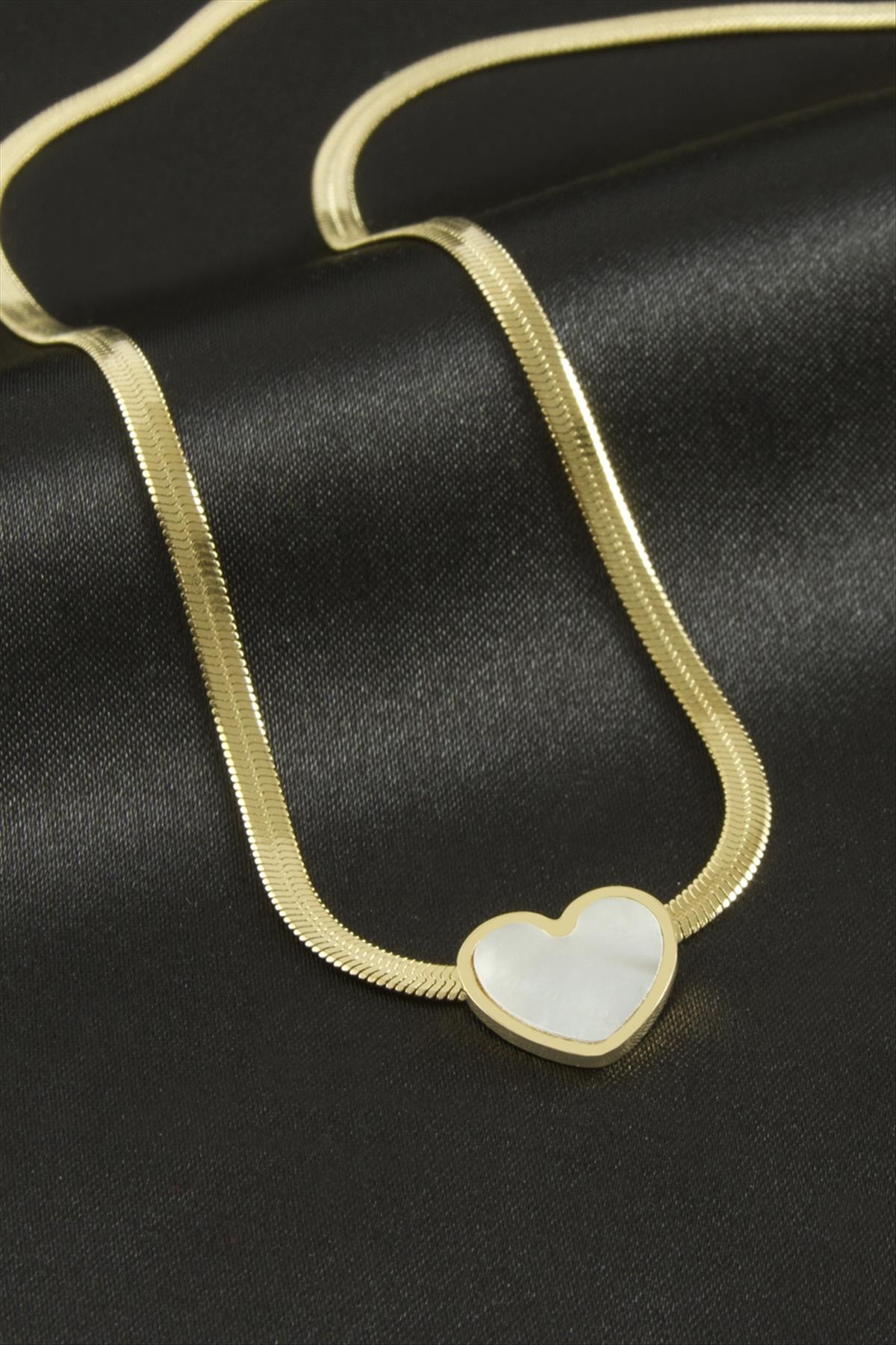 Kalp İtalyan Zincirli Lüks Çelik Kolye