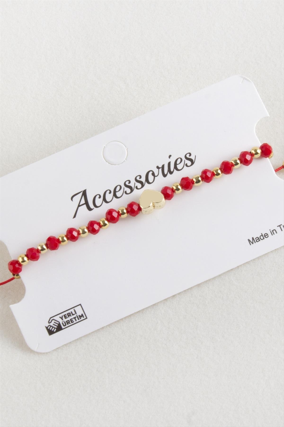 Kalp Kristal Makrome İp Bileklik