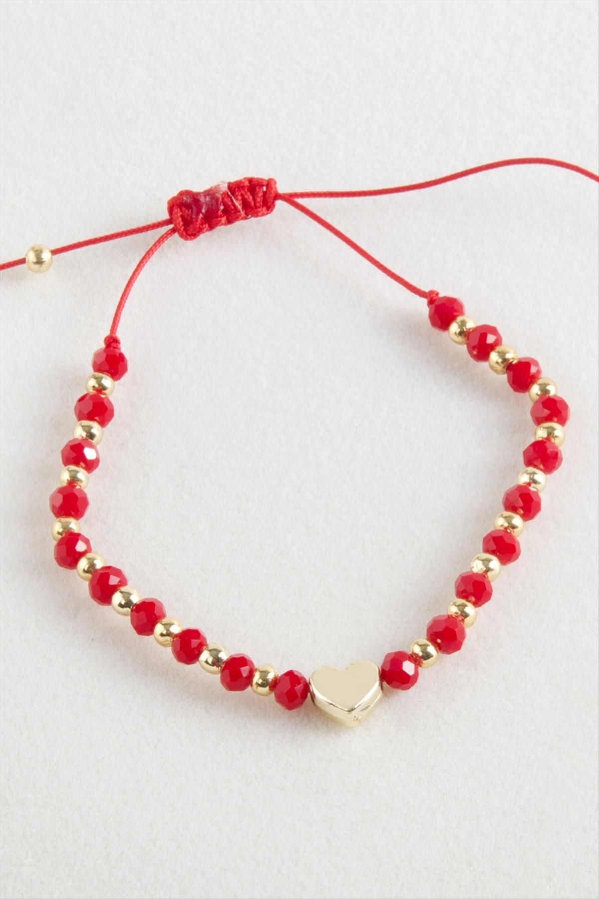 Kalp Kristal Makrome İp Bileklik