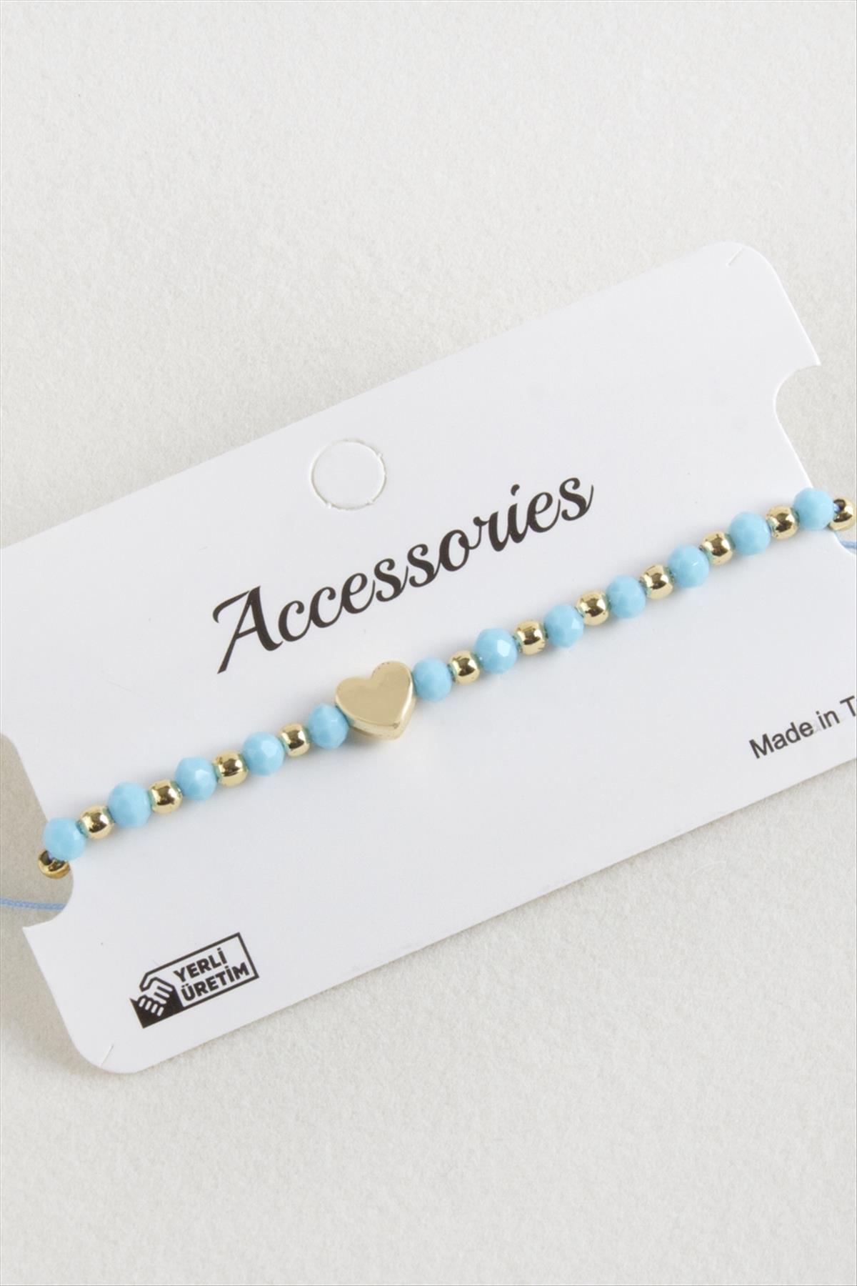 Kalp Kristal Makrome İp Bileklik