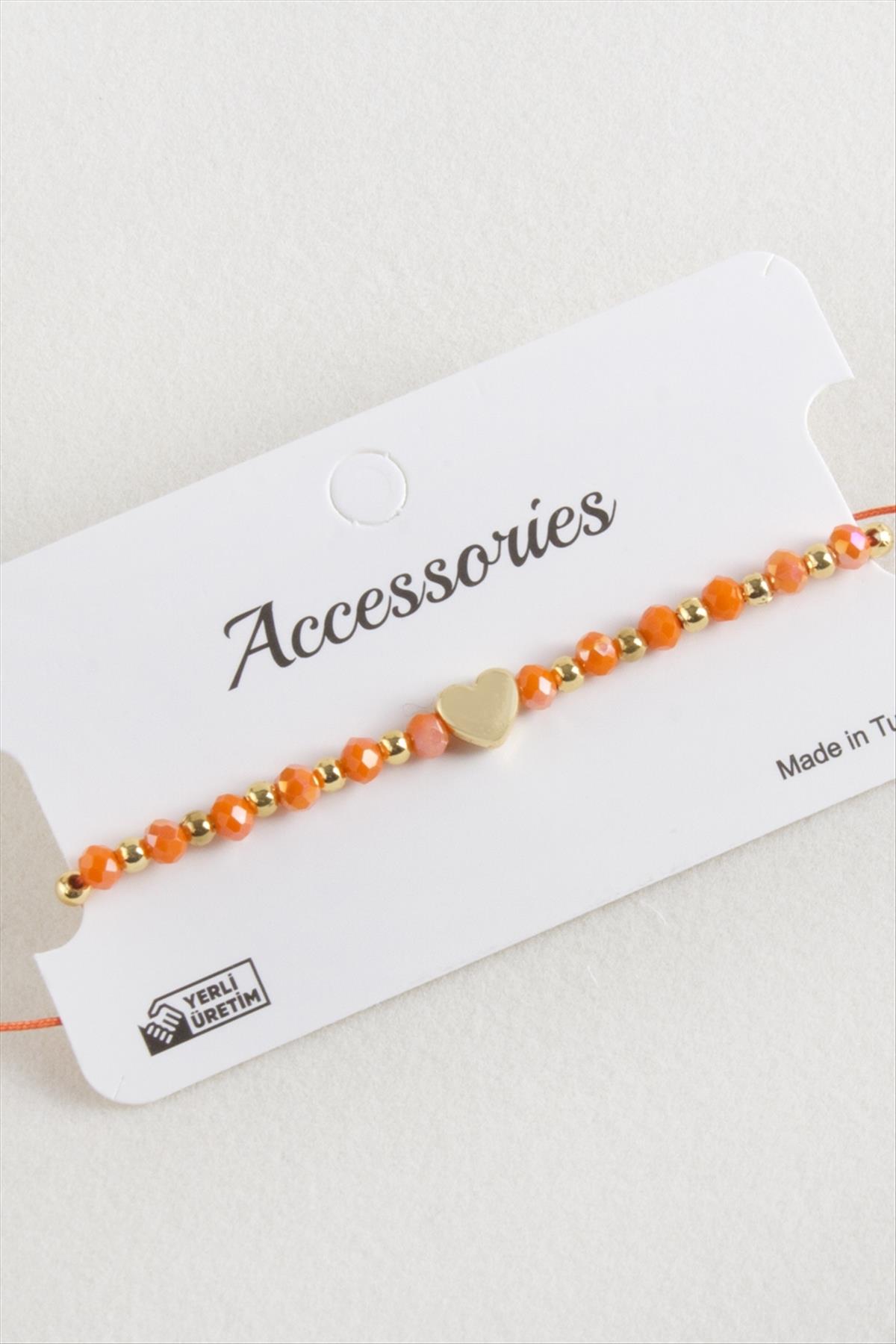 Kalp Kristal Makrome İp Bileklik