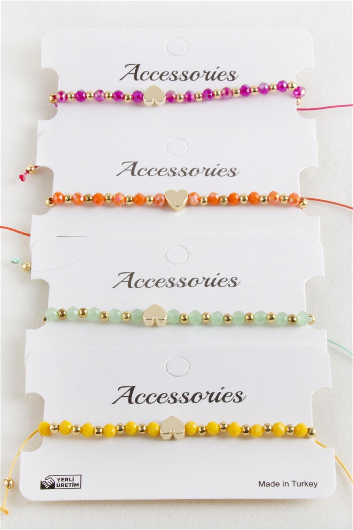 Kalp Kristal Makrome İp Bileklik