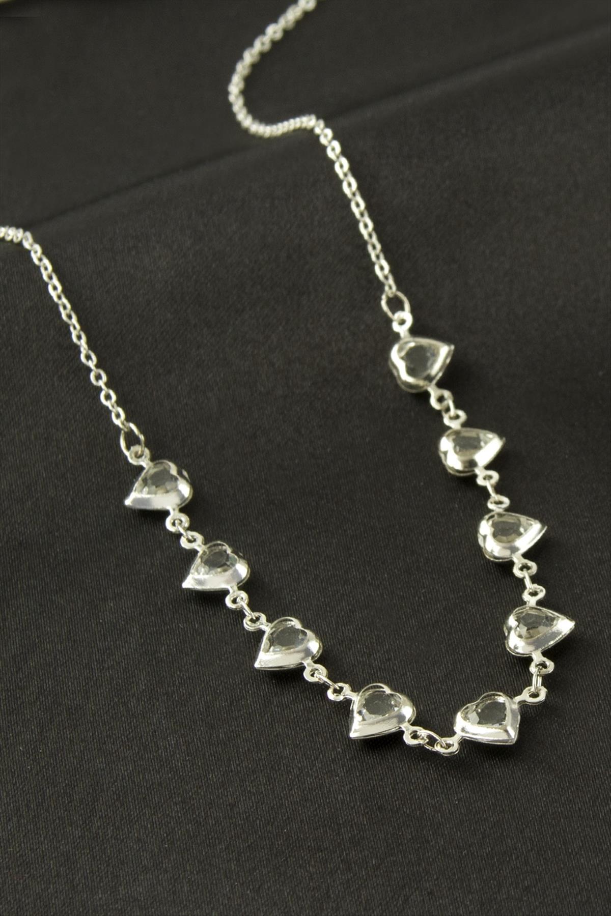 Kalp Kristal Taşlı Kolye