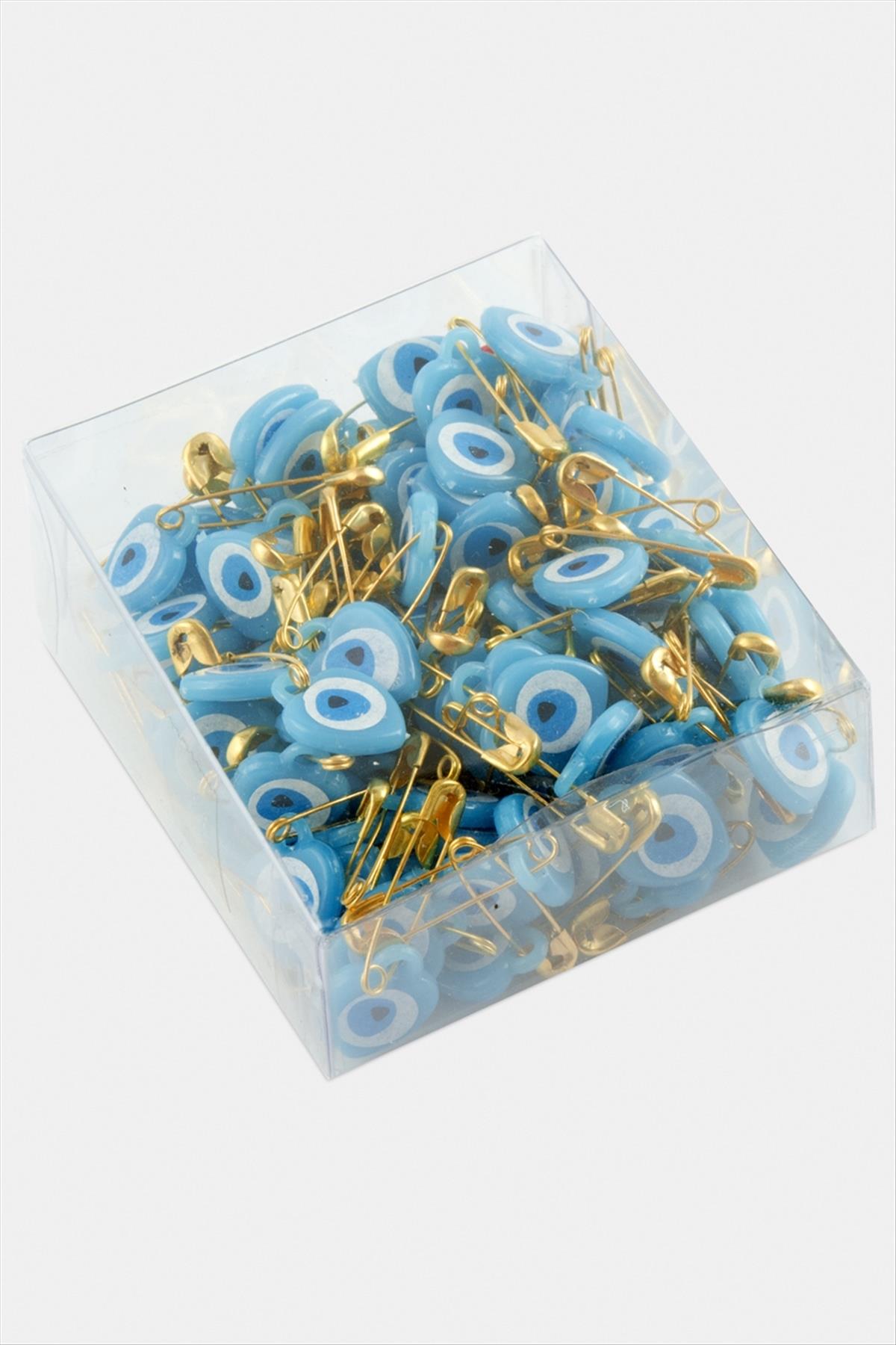 Kalp Nazar Boncuklu Çengel İğne 100 Adet