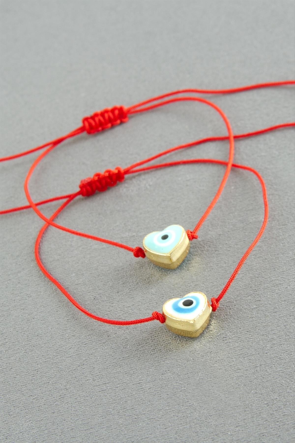 Kalp Nazar İp Bileklik 2 Adet