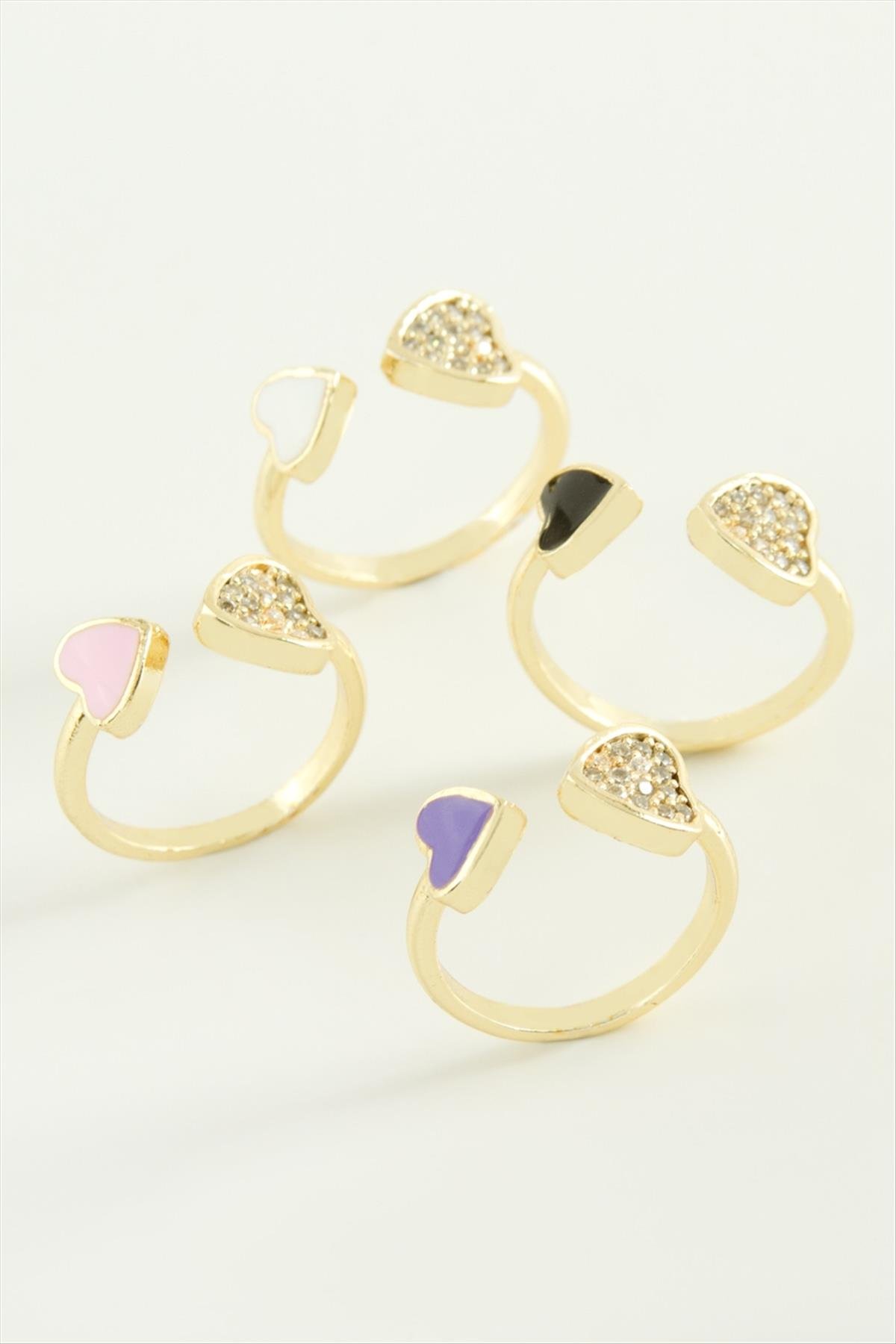 Kalp Taşlı Mineli Eklem Yüzük