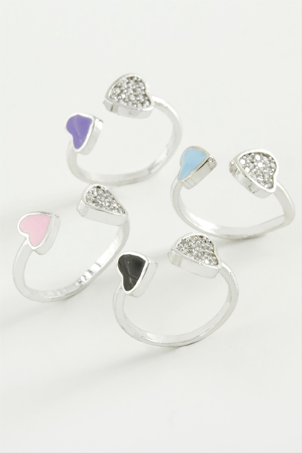 Kalp Taşlı Mineli Eklem Yüzük