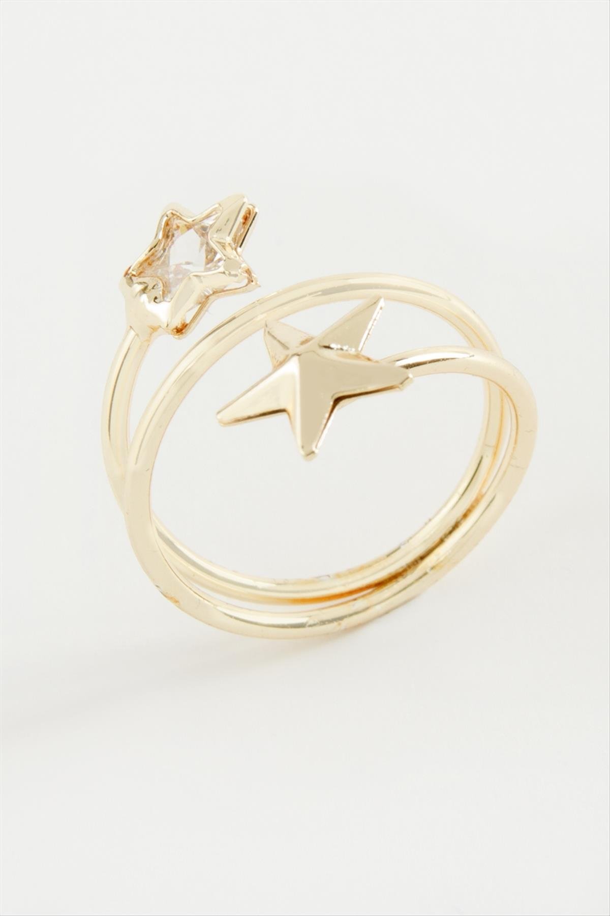 Kalp Yıldız Zirkon Taşlı Yüzük