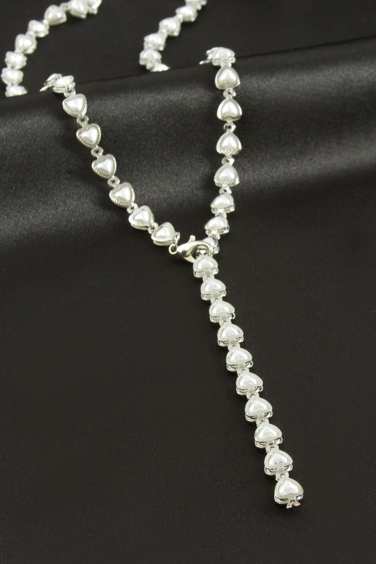 Kalp Zirkon Taşlı Çelik Y Kolye