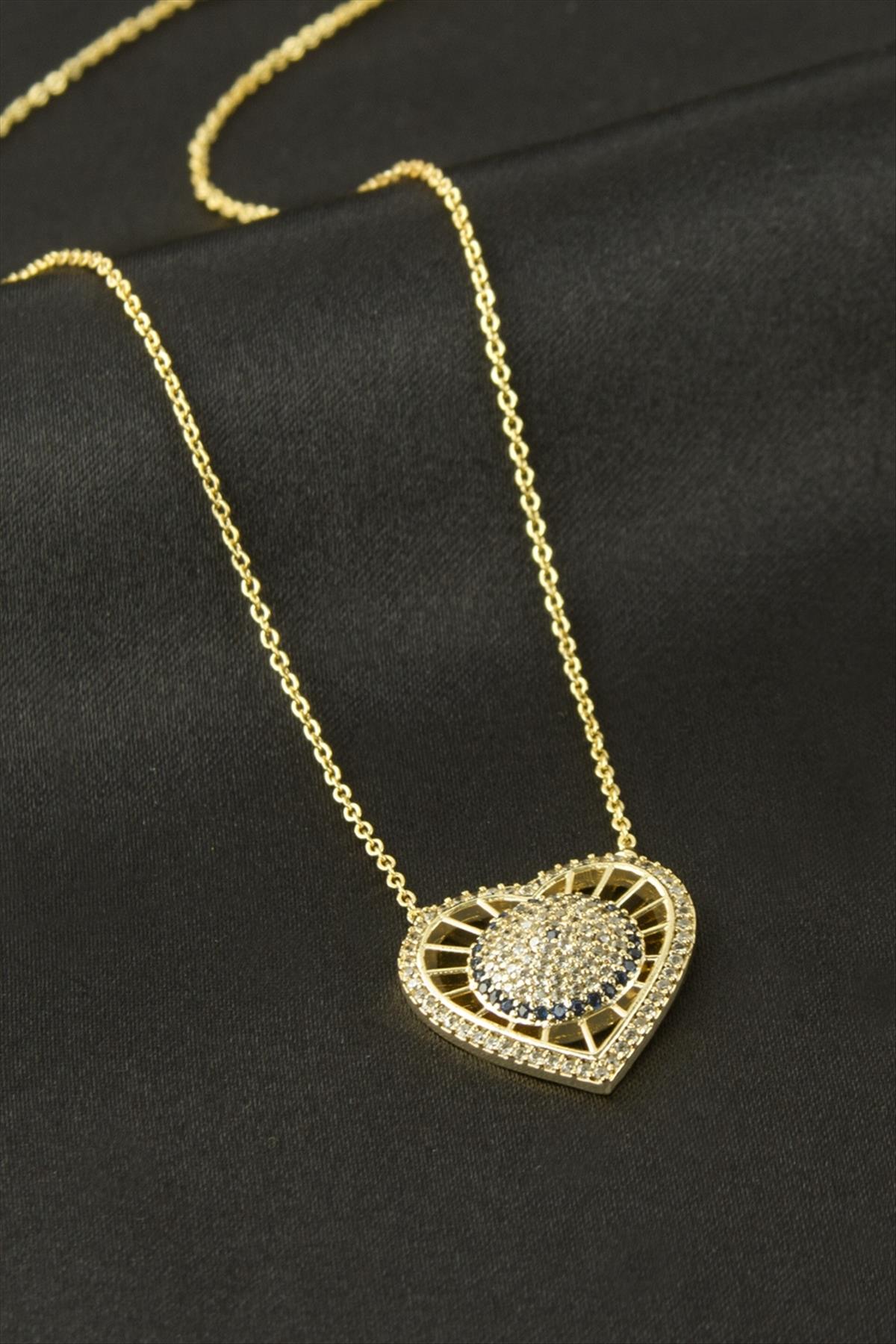 Kalp Zirkon Taşlı Kolye