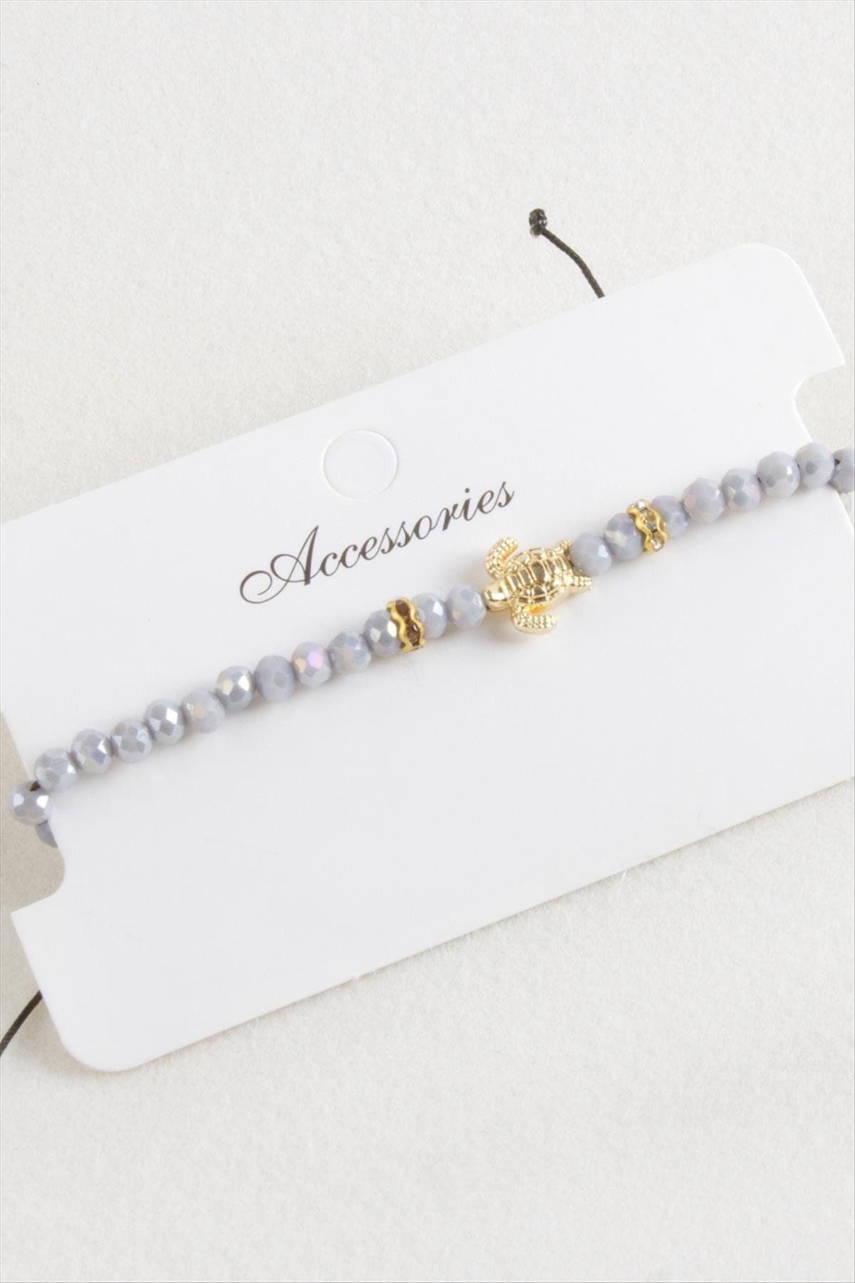 Kaplumbağa Kristal Makrome İp Bileklik