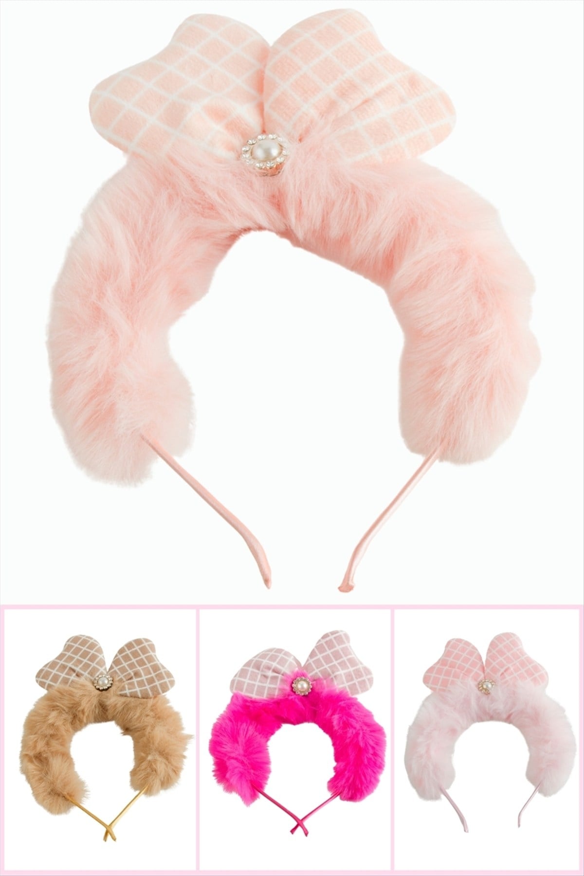 Kare Desenli İnci Tüylü Taç
