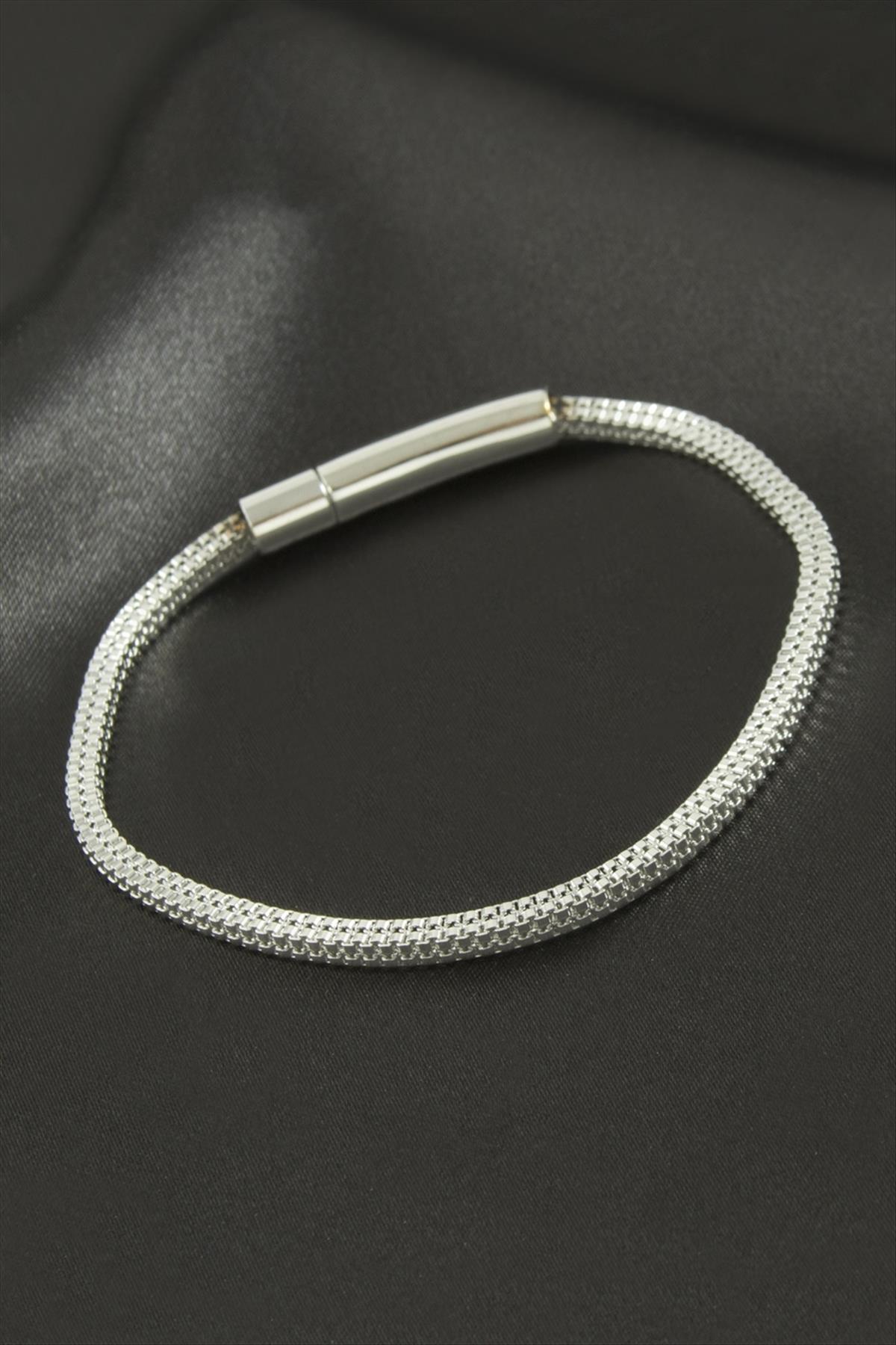 Kare Kobra Zincir Lüks Çelik Bileklik