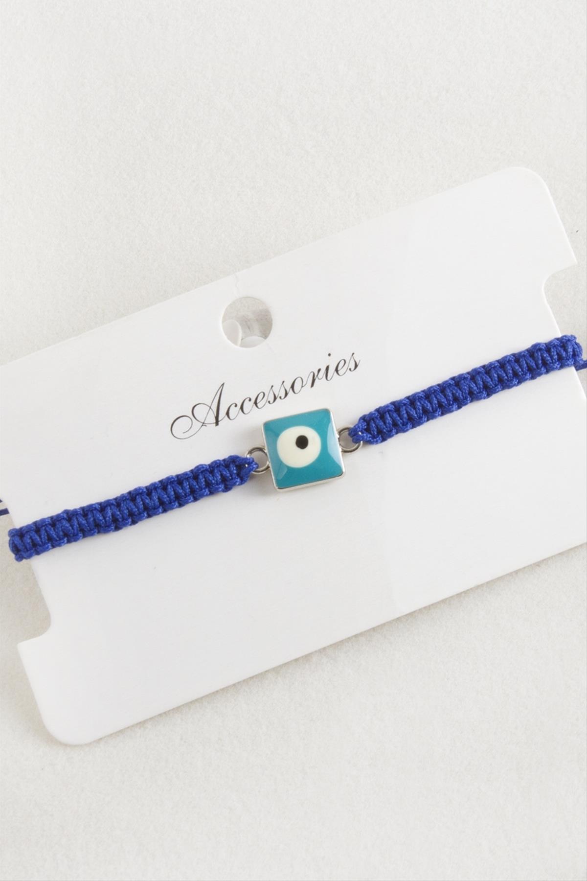 Kare Nazar Makrome Örgülü Bileklik