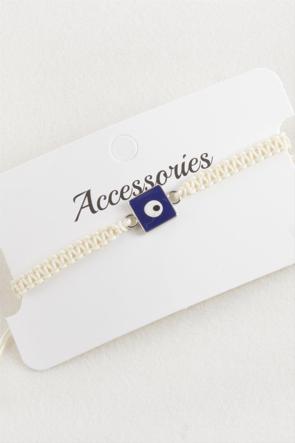 Kare Nazar Makrome Örgülü Bileklik