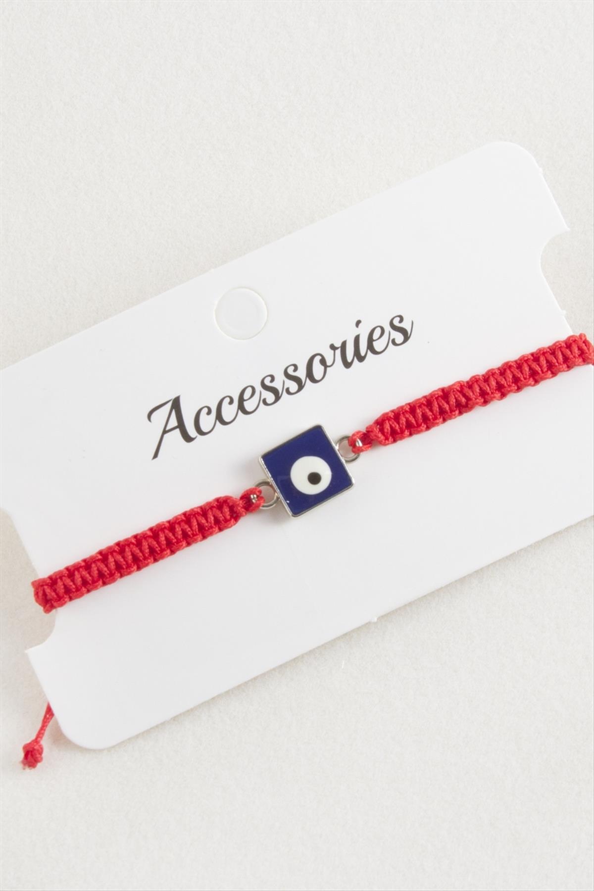 Kare Nazar Makrome Örgülü Bileklik