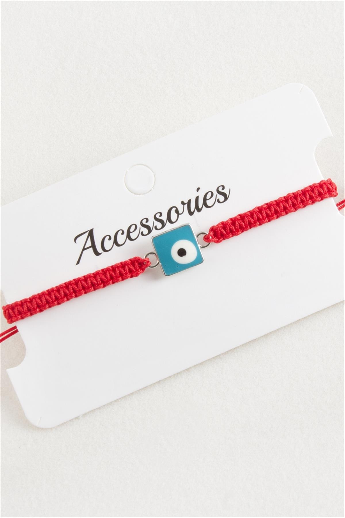 Kare Nazar Makrome Örgülü Bileklik