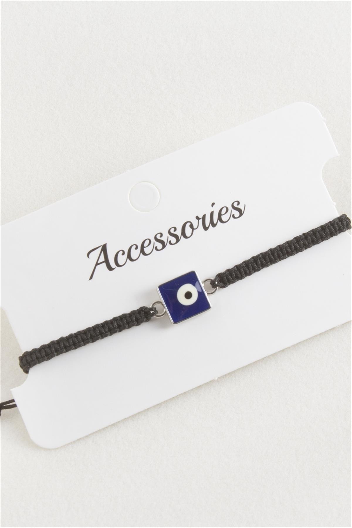 Kare Nazar Makrome Örgülü Bileklik