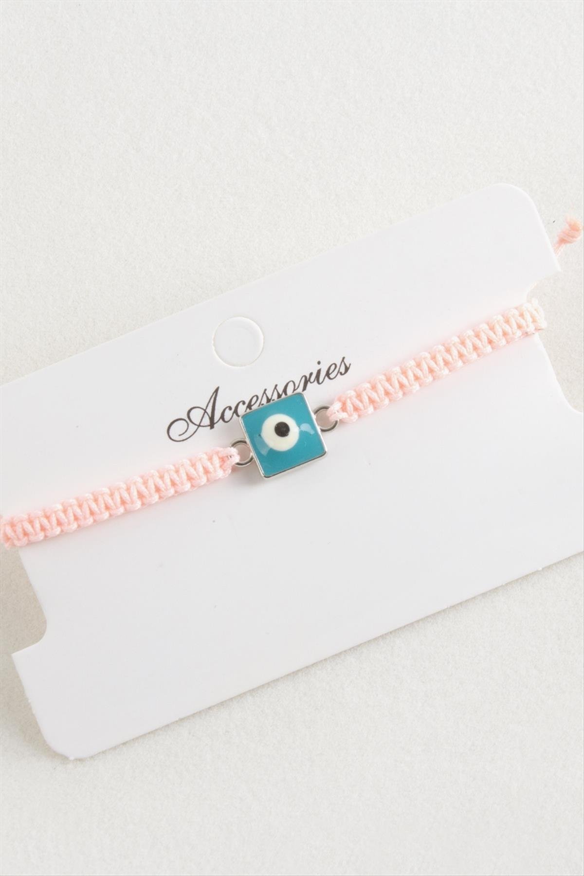 Kare Nazar Makrome Örgülü Bileklik