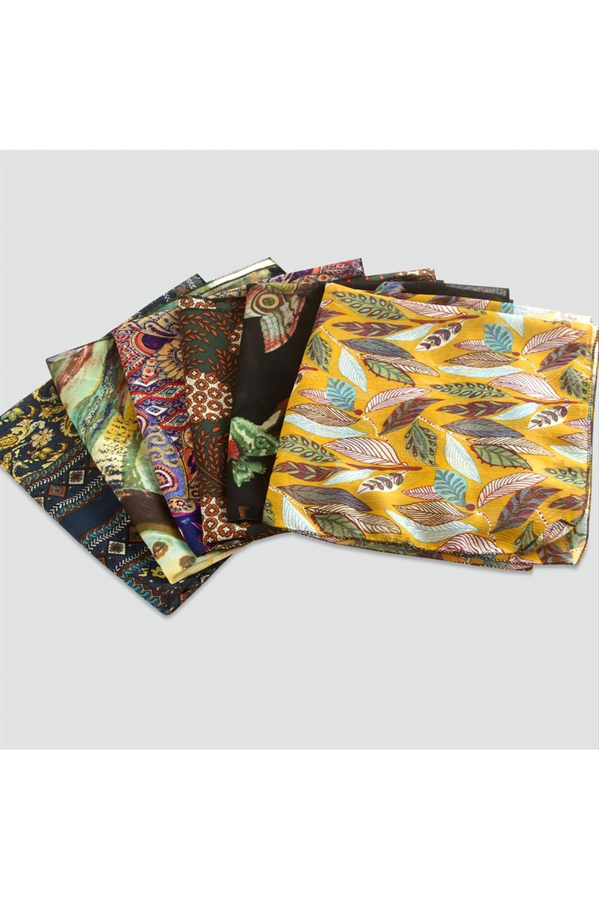 Karışık Desenli Şifon Bandana 45*45