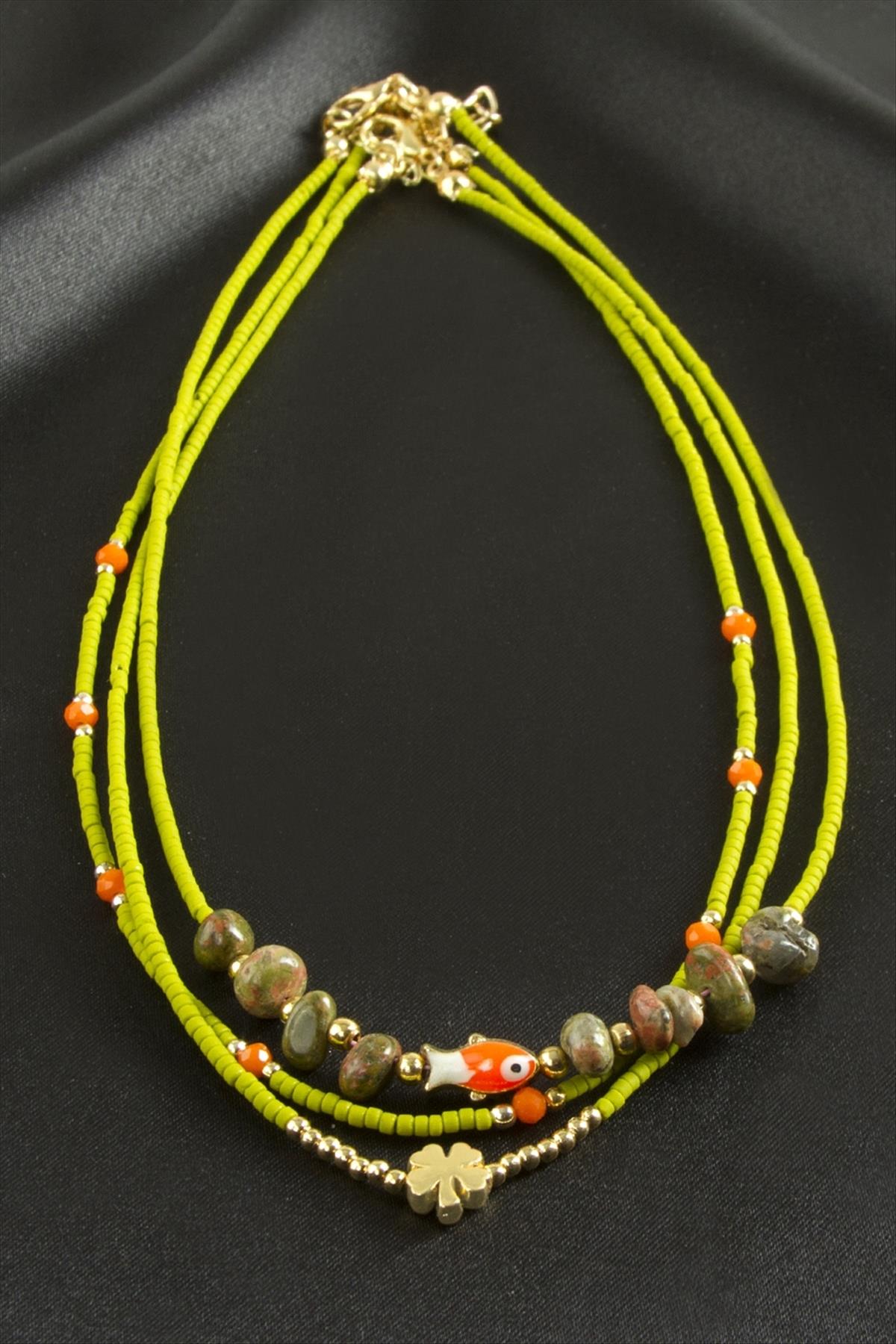 Karışık Figürlü Miyoki Boncuk Kolye 1 Adet