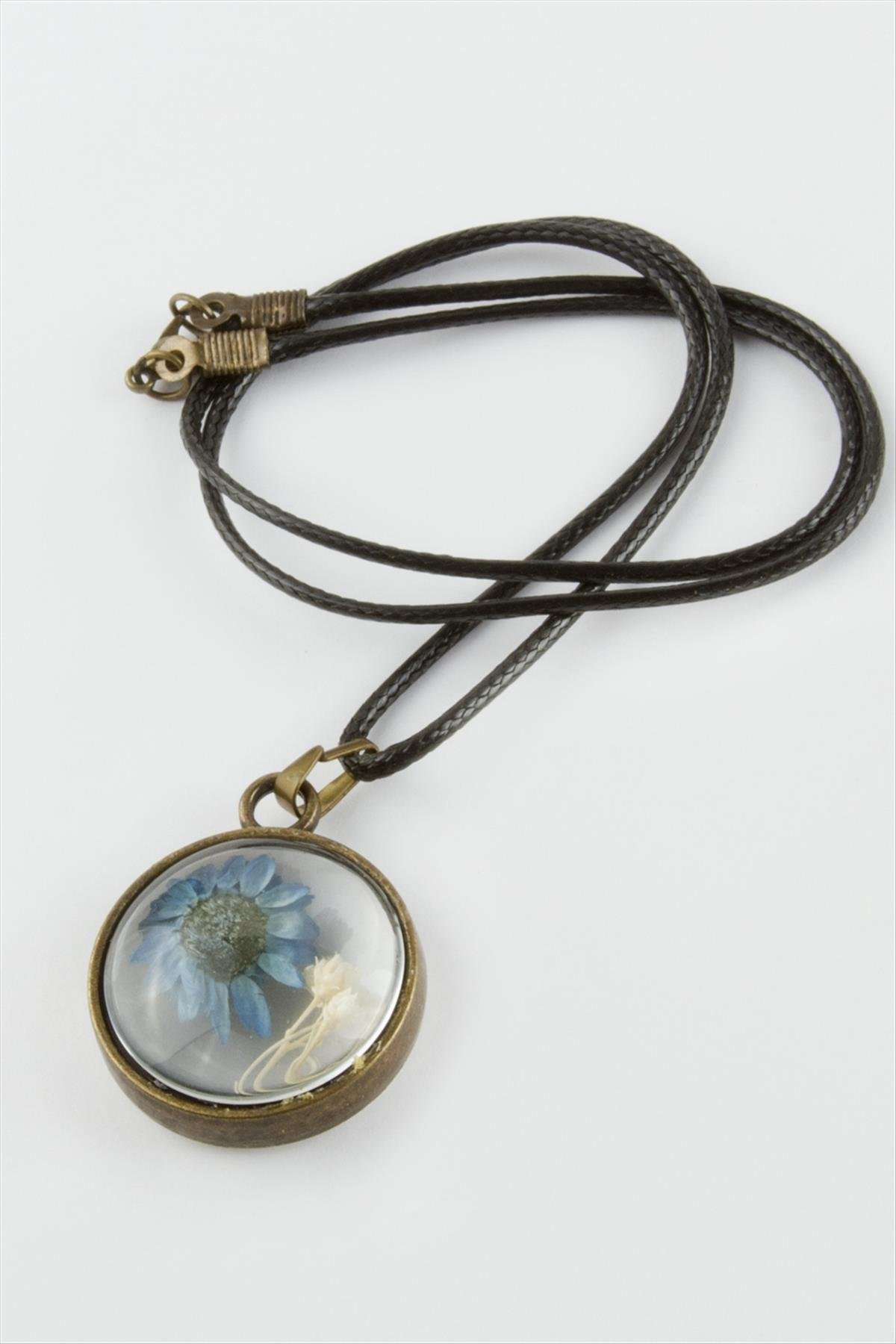 Karışık Renkli Çiçek Canlı Kolye