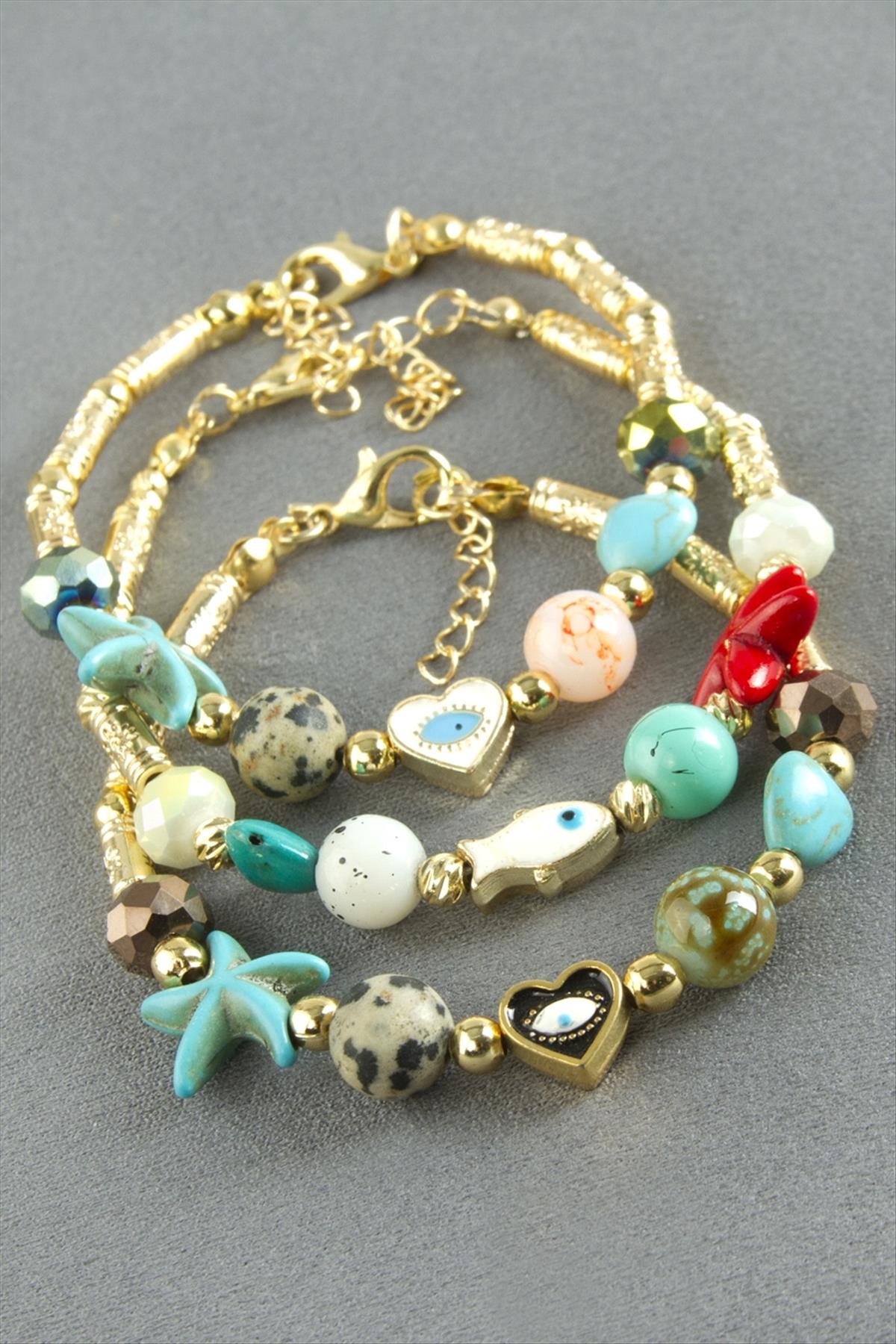 Karışık Turkuaz Taşlı Mineli Bileklik