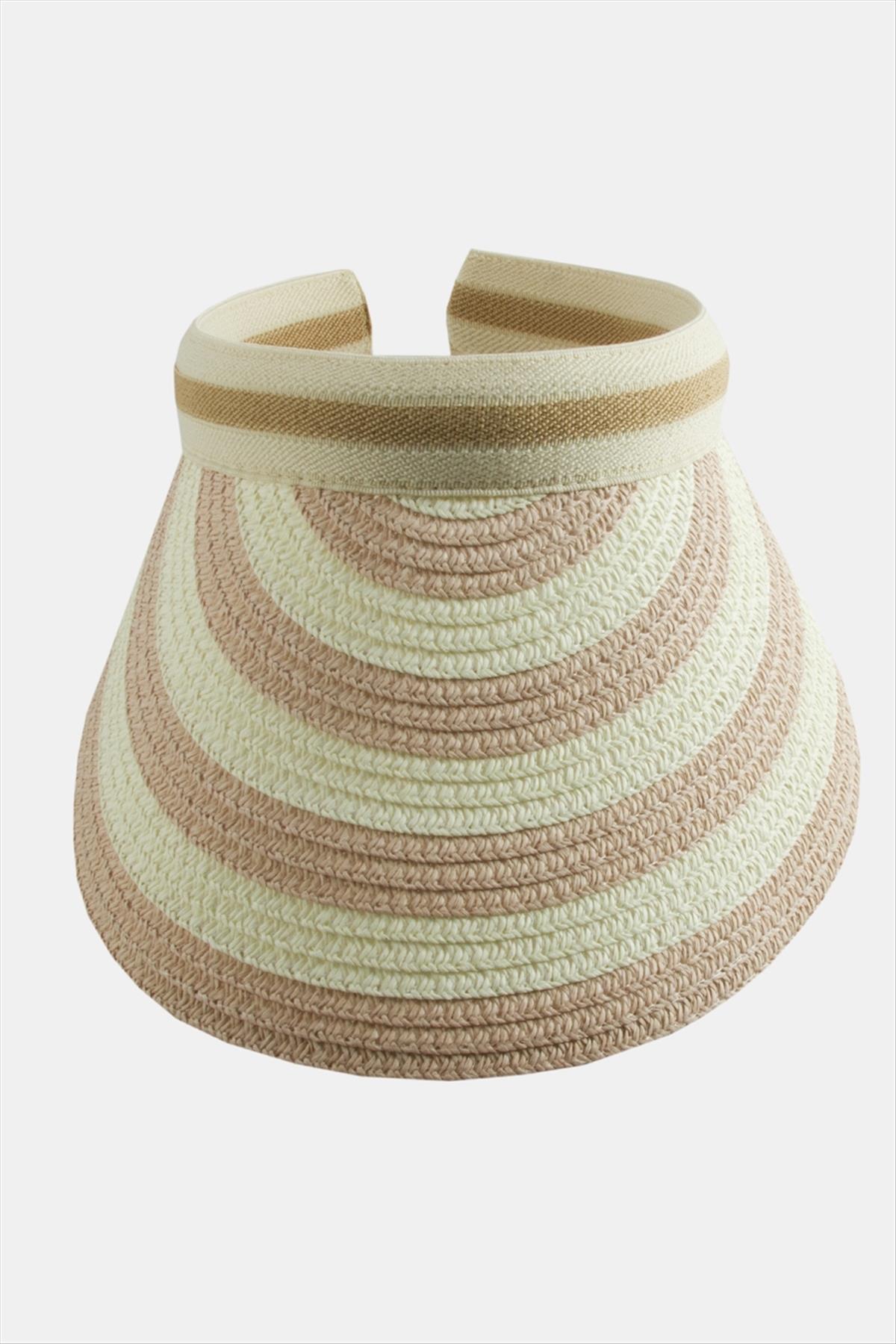 Kasketli Hasır Plaj Şapkası