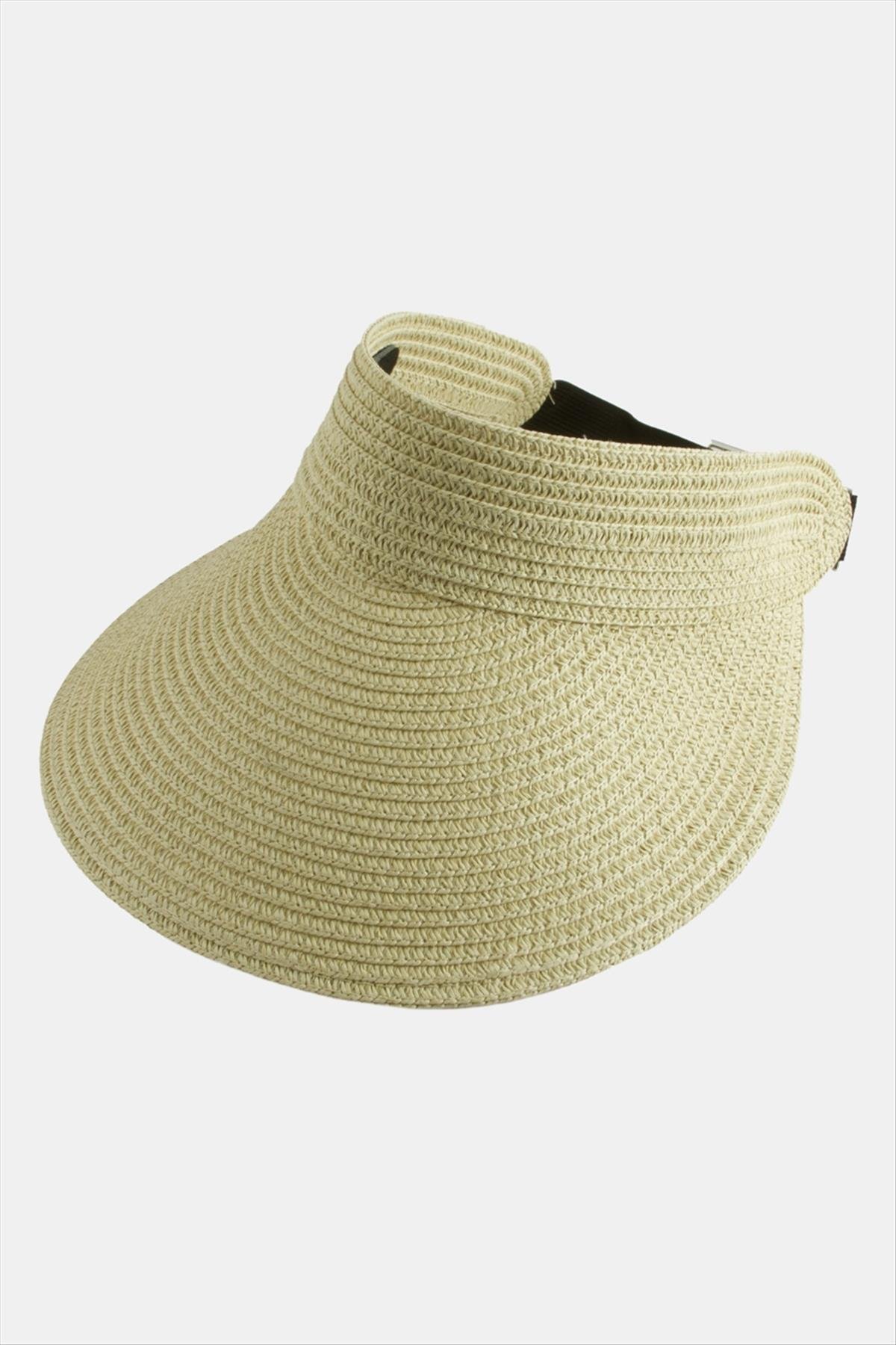 Kasketli Hasır Plaj Şapkası