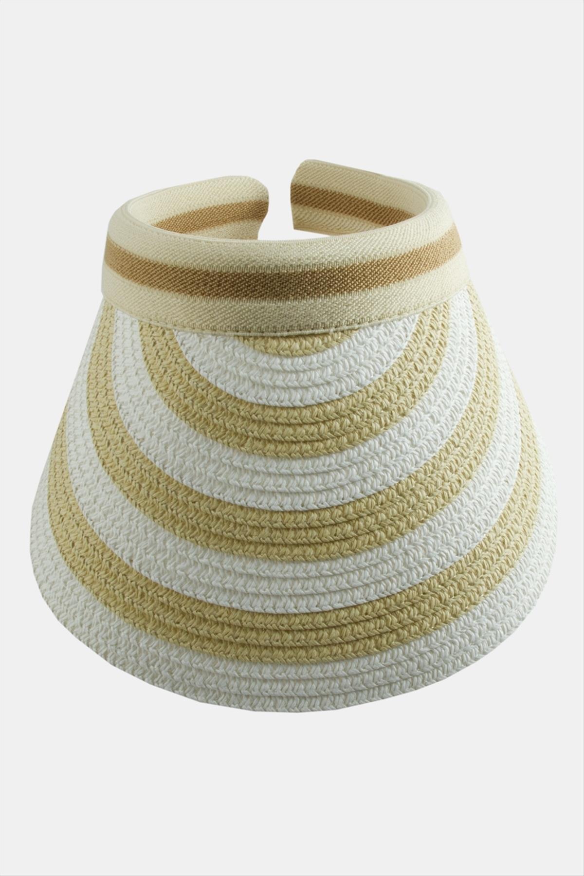 Kasketli Hasır Plaj Şapkası