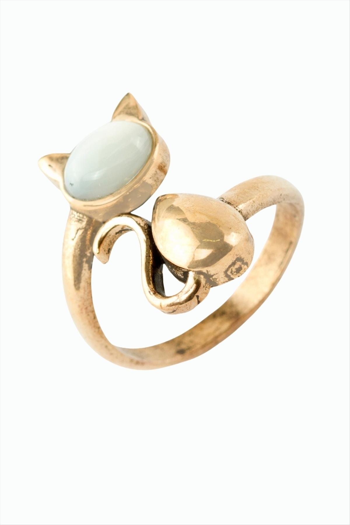 Kedi Doğaltaşlı Otantik Yüzük