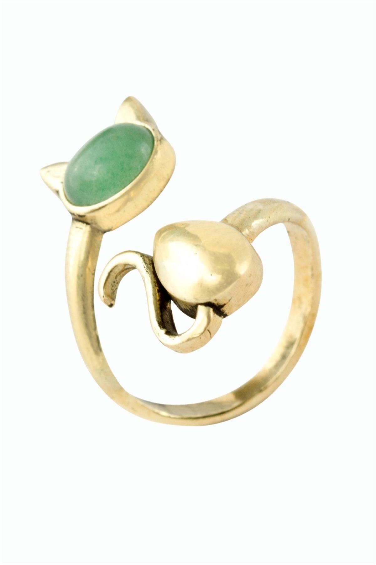 Kedi Doğaltaşlı Otantik Yüzük