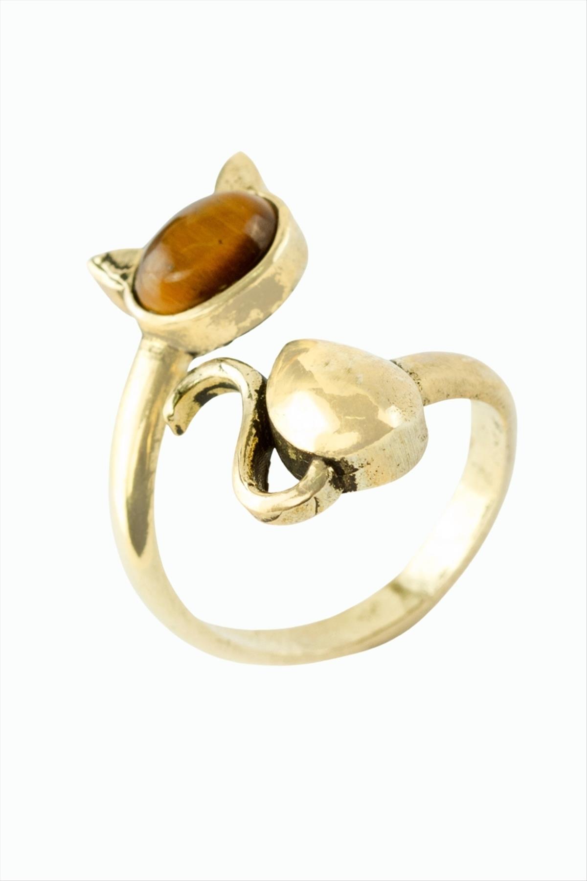 Kedi Doğaltaşlı Otantik Yüzük