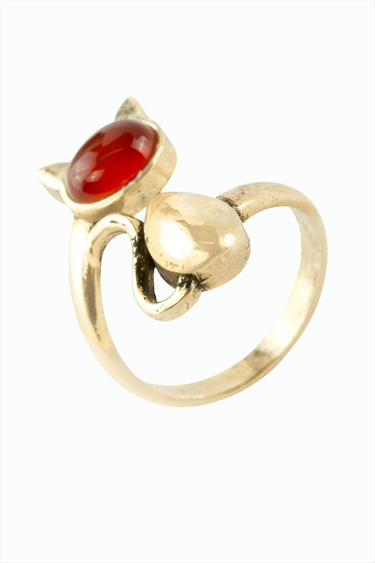 Kedi Doğaltaşlı Otantik Yüzük